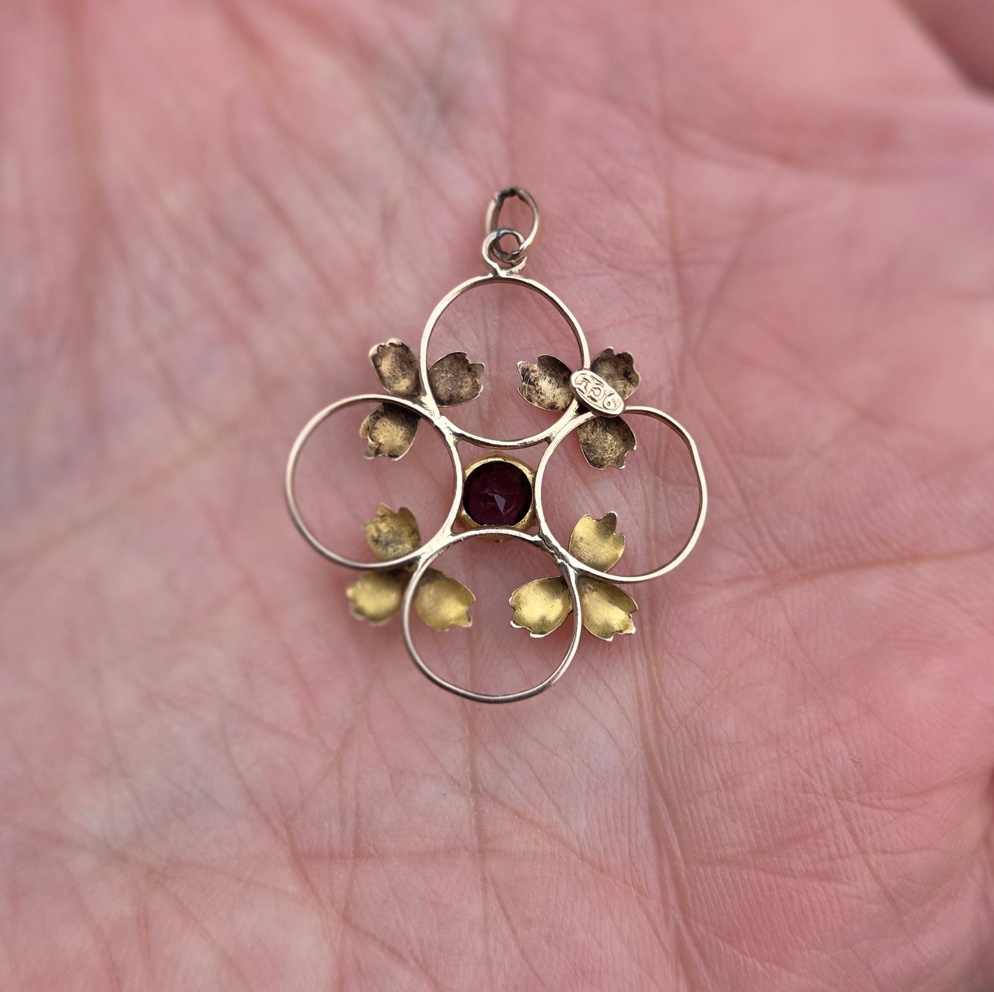 Antique Edwardian English Hallmarked Solid 9ct Rose Gold Amethyst Lavalier Pendant