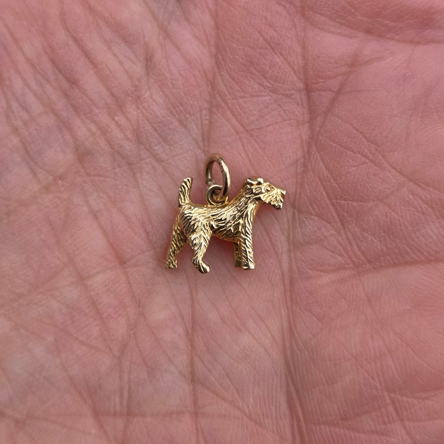 Vintage Solid 9ct Gold Terrier Dog Pendant Charm