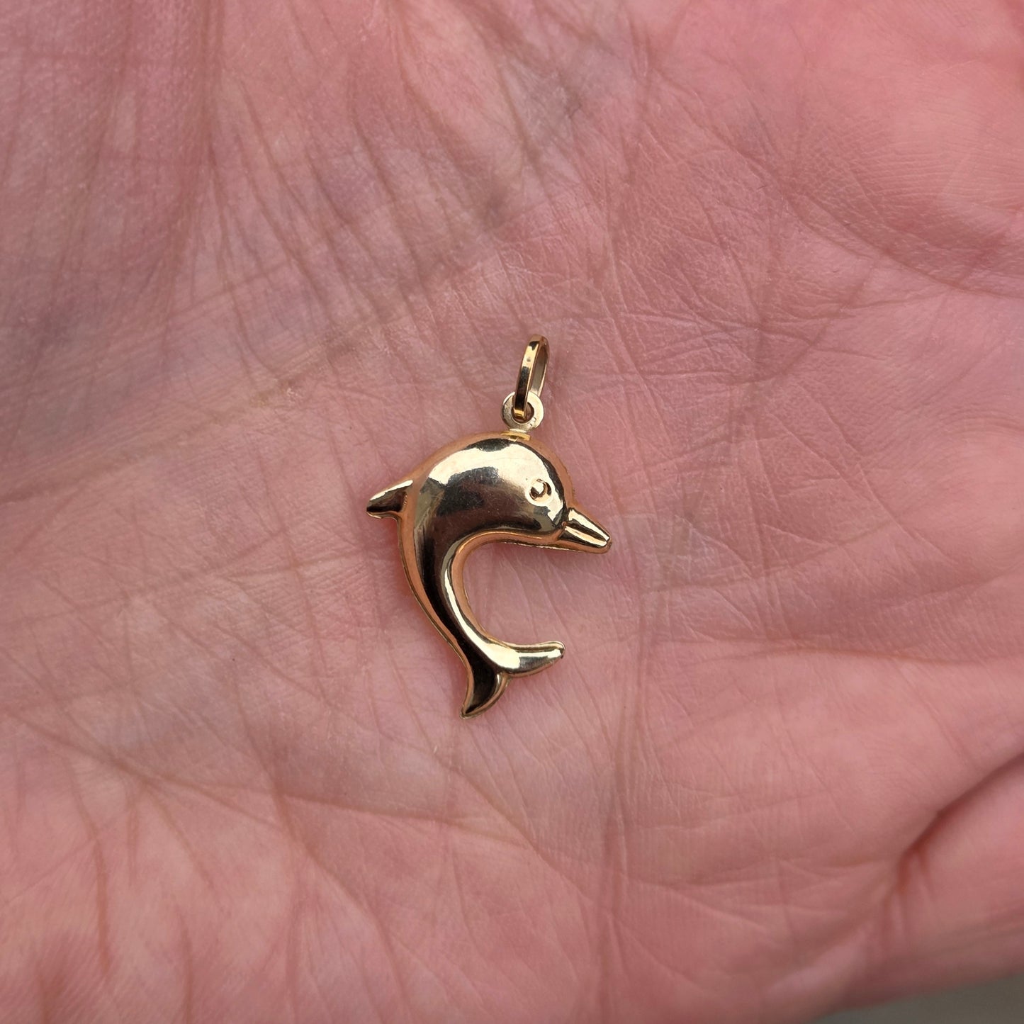 Vintage English Hallmarked Solid 9ct Gold Dolphin Pendant