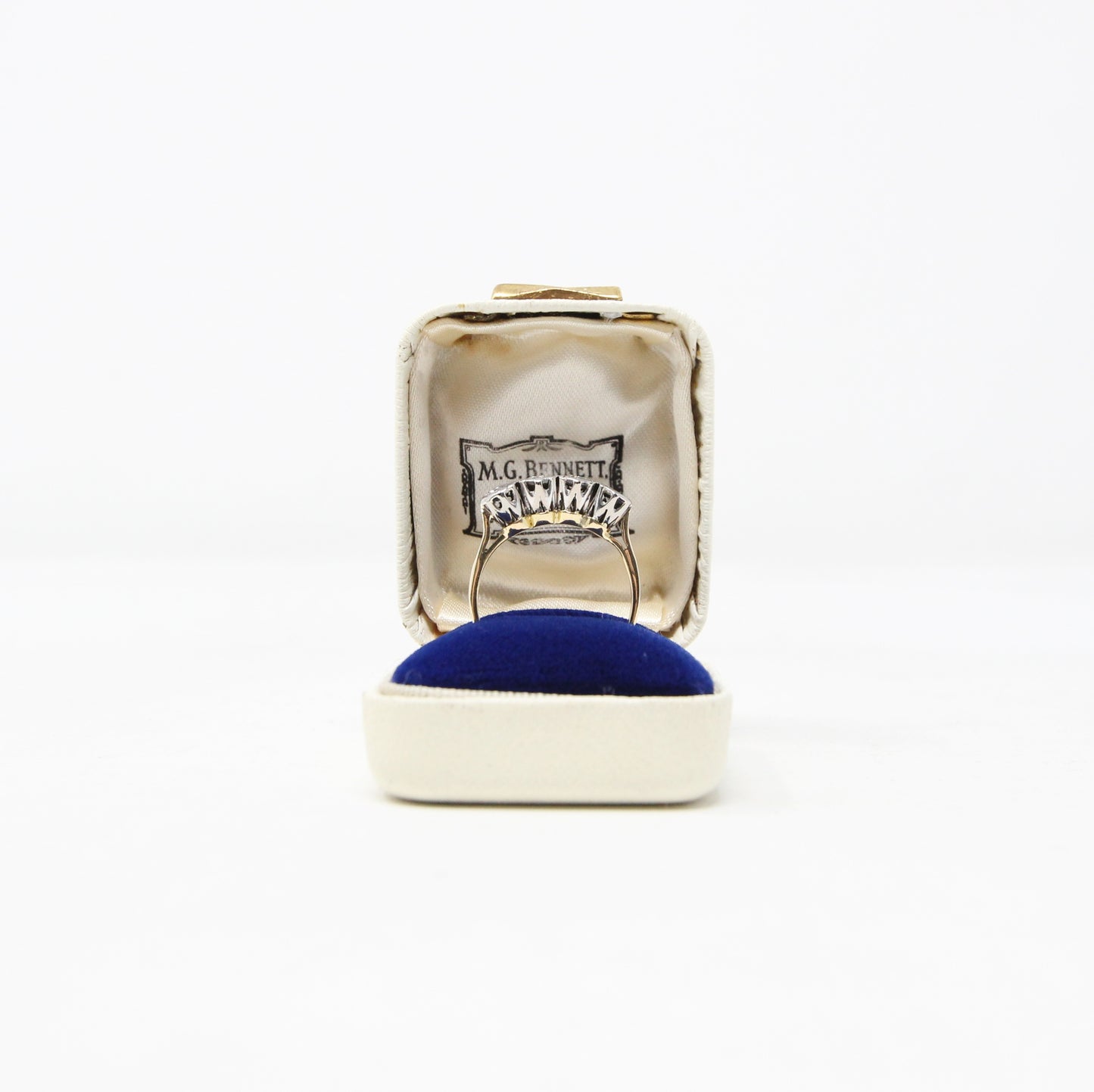 Antique Art Deco Hallmarked Solid 18ct 18k Gold 0.4Ct Diamond Half Eternity Ring Size N 1/2