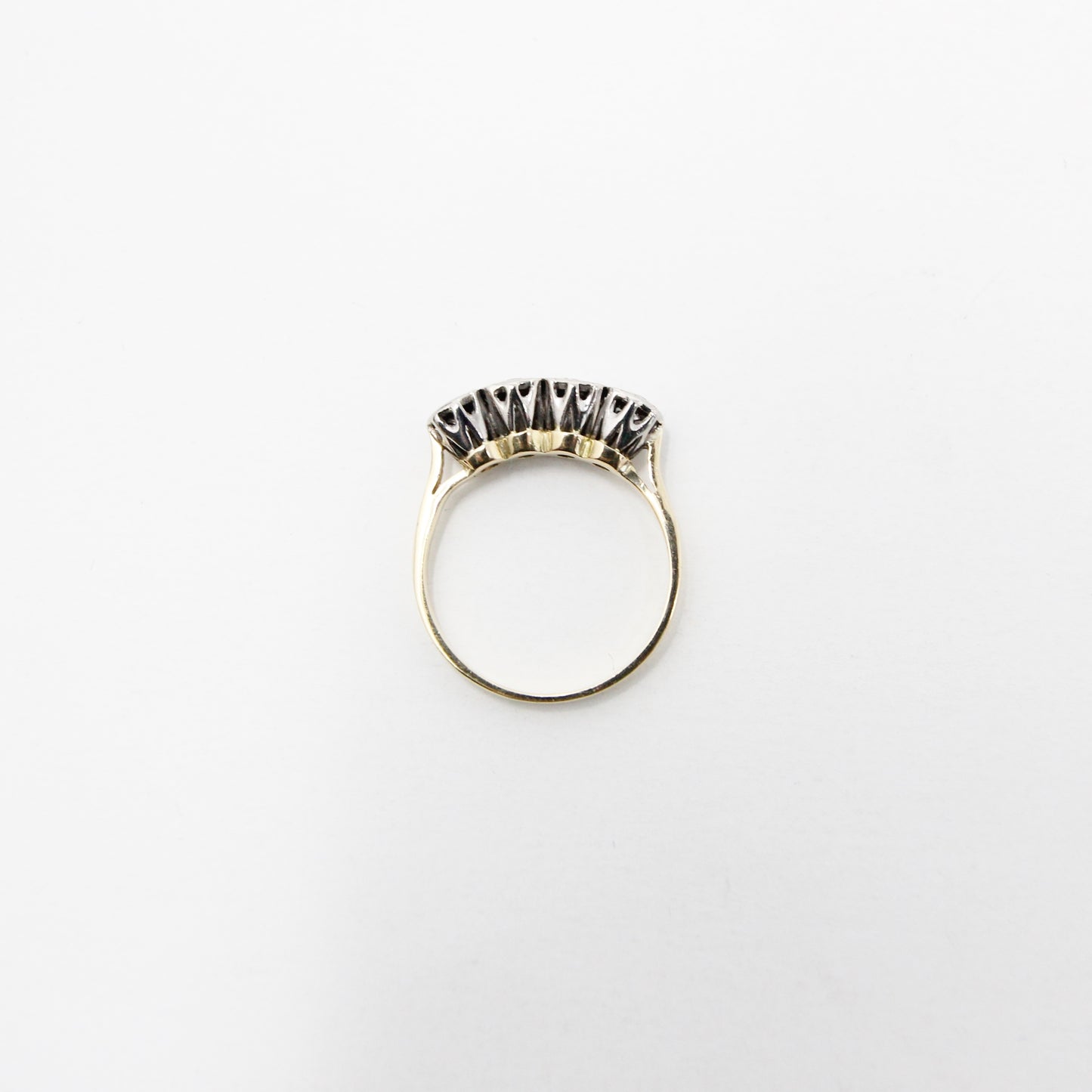 Antique Art Deco Hallmarked Solid 18ct 18k Gold 0.4Ct Diamond Half Eternity Ring Size N 1/2