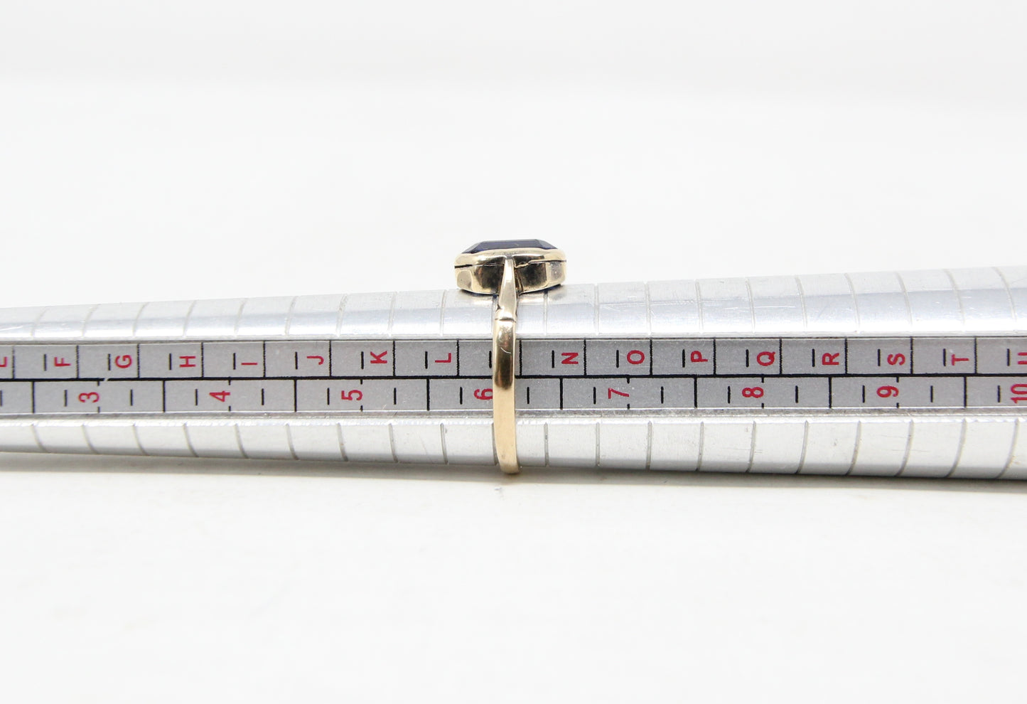 Vintage Art Deco Solid 9ct 9k Ink Blue Sapphire Solitaire Ring Size M