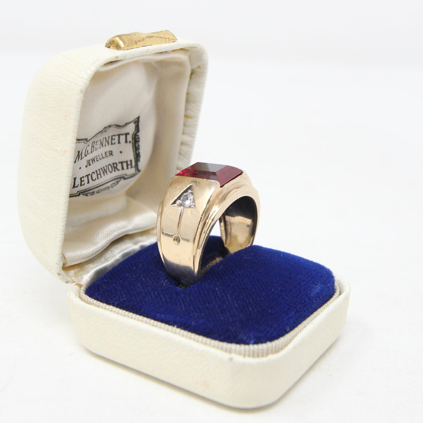 Vintage Art Deco American Hallmarked Solid 10ct 10k Gold Ruby & Spinel Ring Size Q