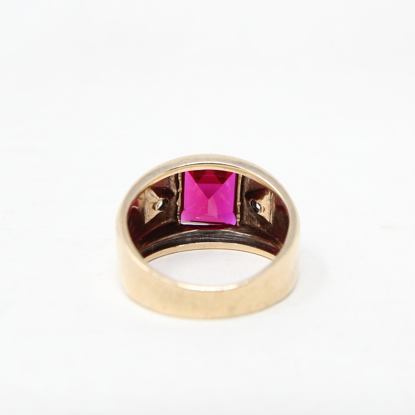 Vintage Art Deco American Hallmarked Solid 10ct 10k Gold Ruby & Spinel Ring Size Q