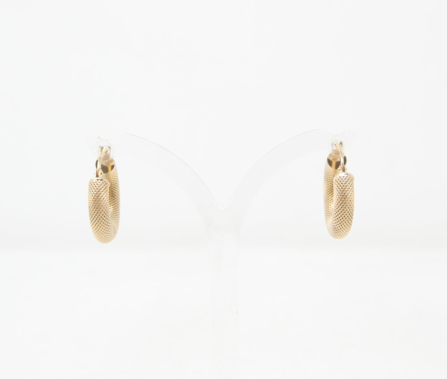 Vintage UnoAerre Hallmarked Solid 9ct 9k Gold Waffle Hoop Earrings Hoops