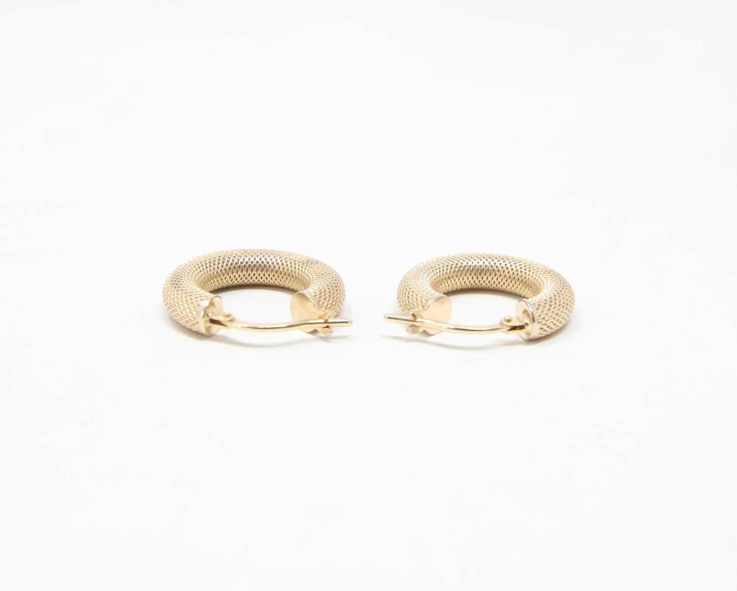 Vintage UnoAerre Hallmarked Solid 9ct 9k Gold Waffle Hoop Earrings Hoops