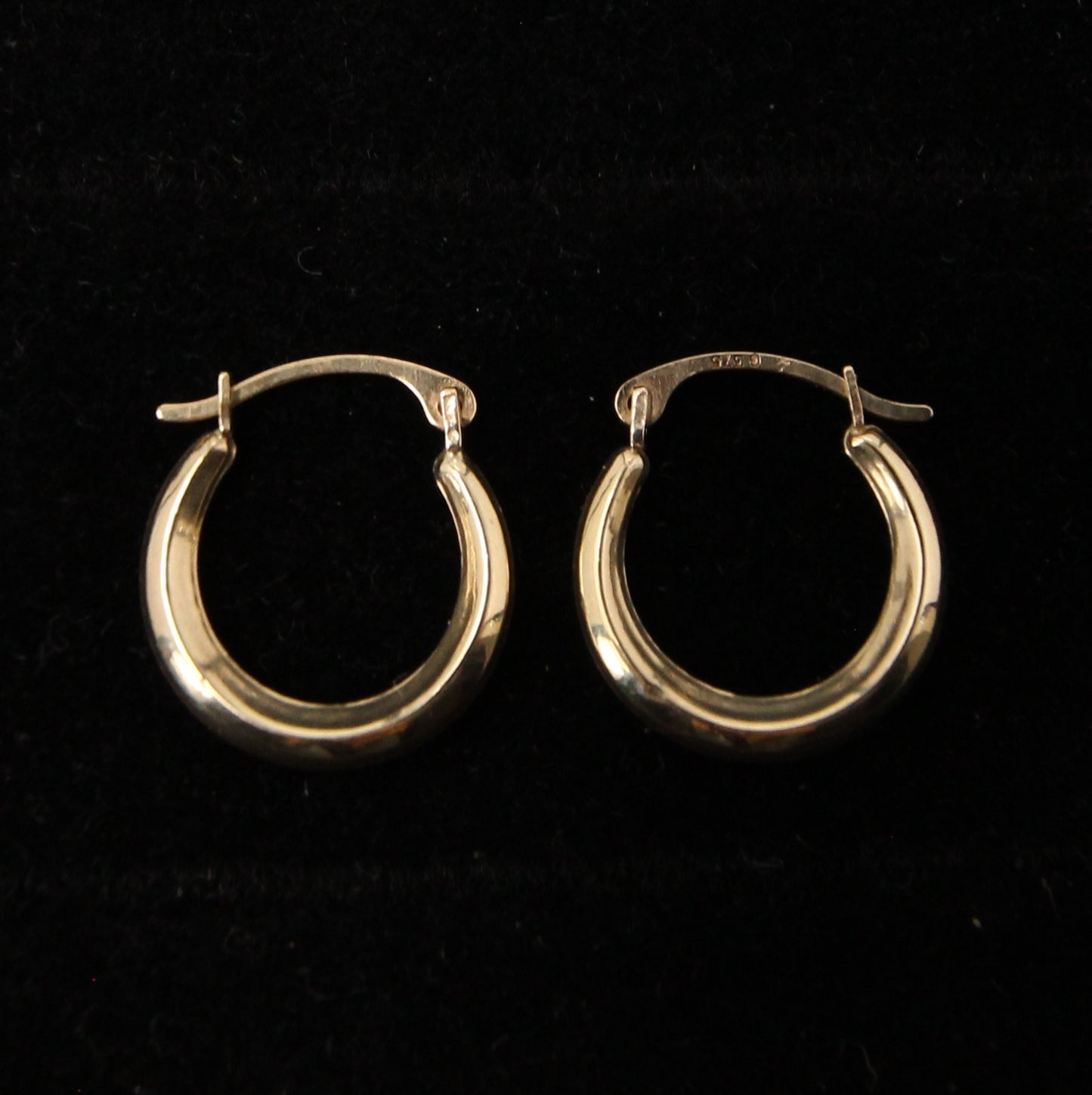 Vintage Hallmarked Solid 9ct 9k Gold Plain Hoop Earrings Hoops