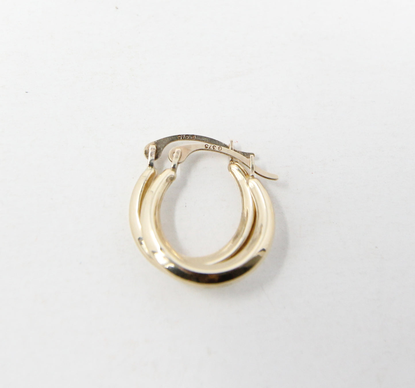 Vintage Hallmarked Solid 9ct 9k Gold Plain Hoop Earrings Hoops