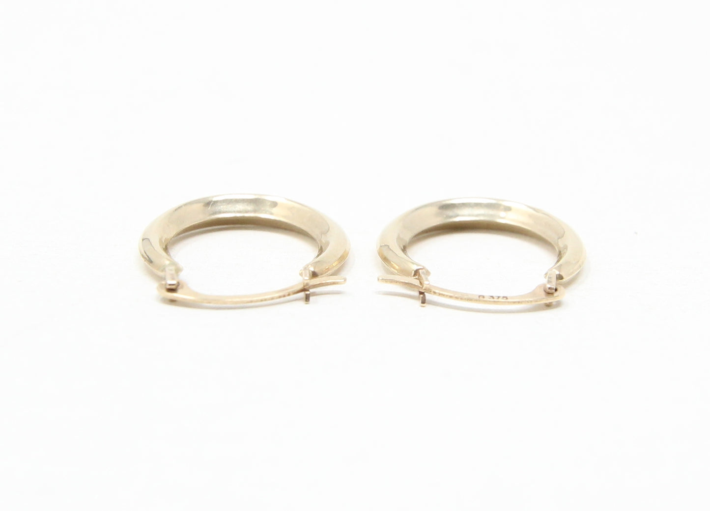 Vintage Hallmarked Solid 9ct 9k Gold Plain Hoop Earrings Hoops