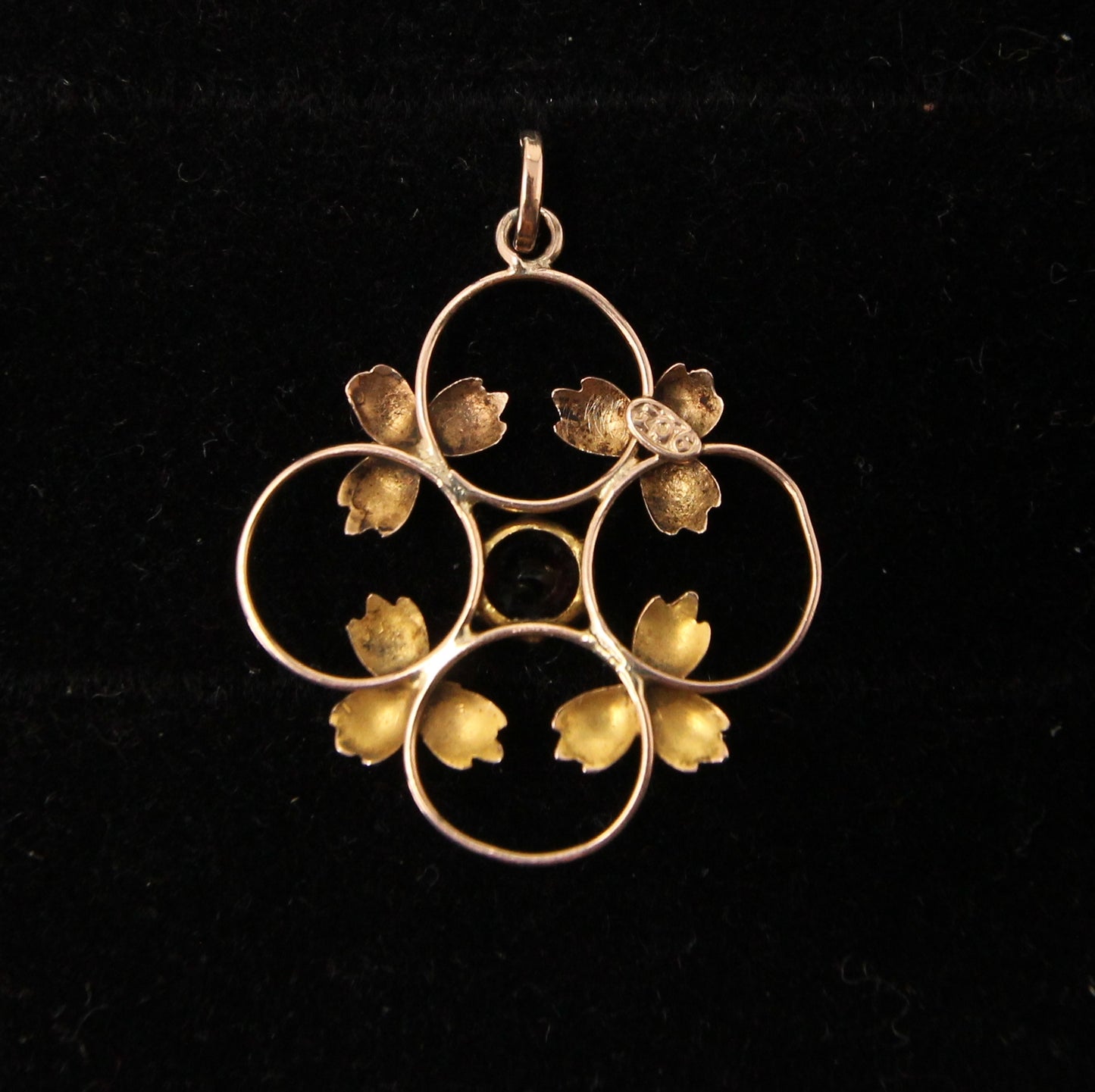 Antique Edwardian English Hallmarked Solid 9ct Rose Gold Amethyst Lavalier Pendant