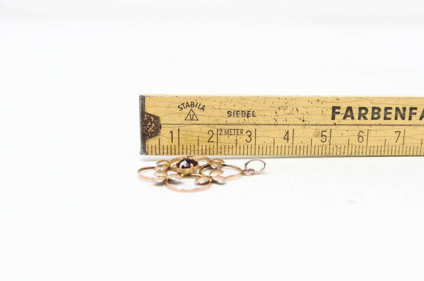 Antique Edwardian English Hallmarked Solid 9ct Rose Gold Amethyst Lavalier Pendant