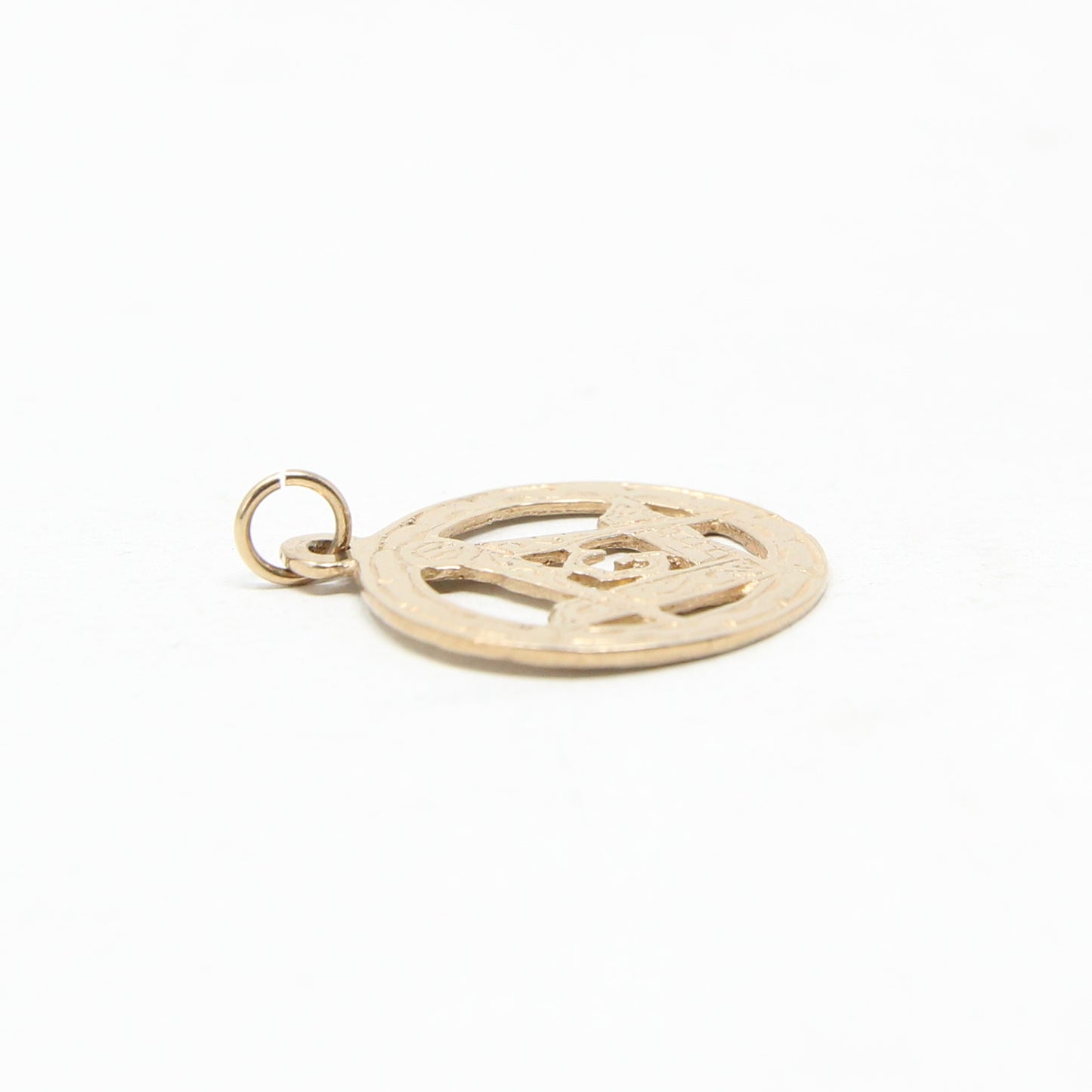 Vintage English Hallmarked Solid 9ct Gold Masonic Masons Pendant Charm