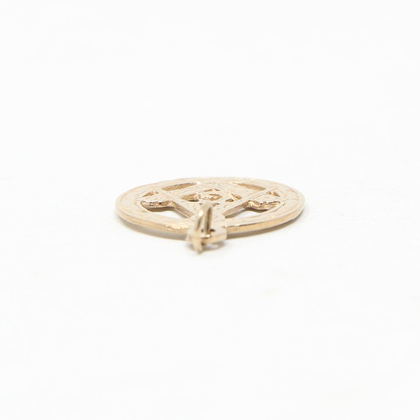 Vintage English Hallmarked Solid 9ct Gold Masonic Masons Pendant Charm