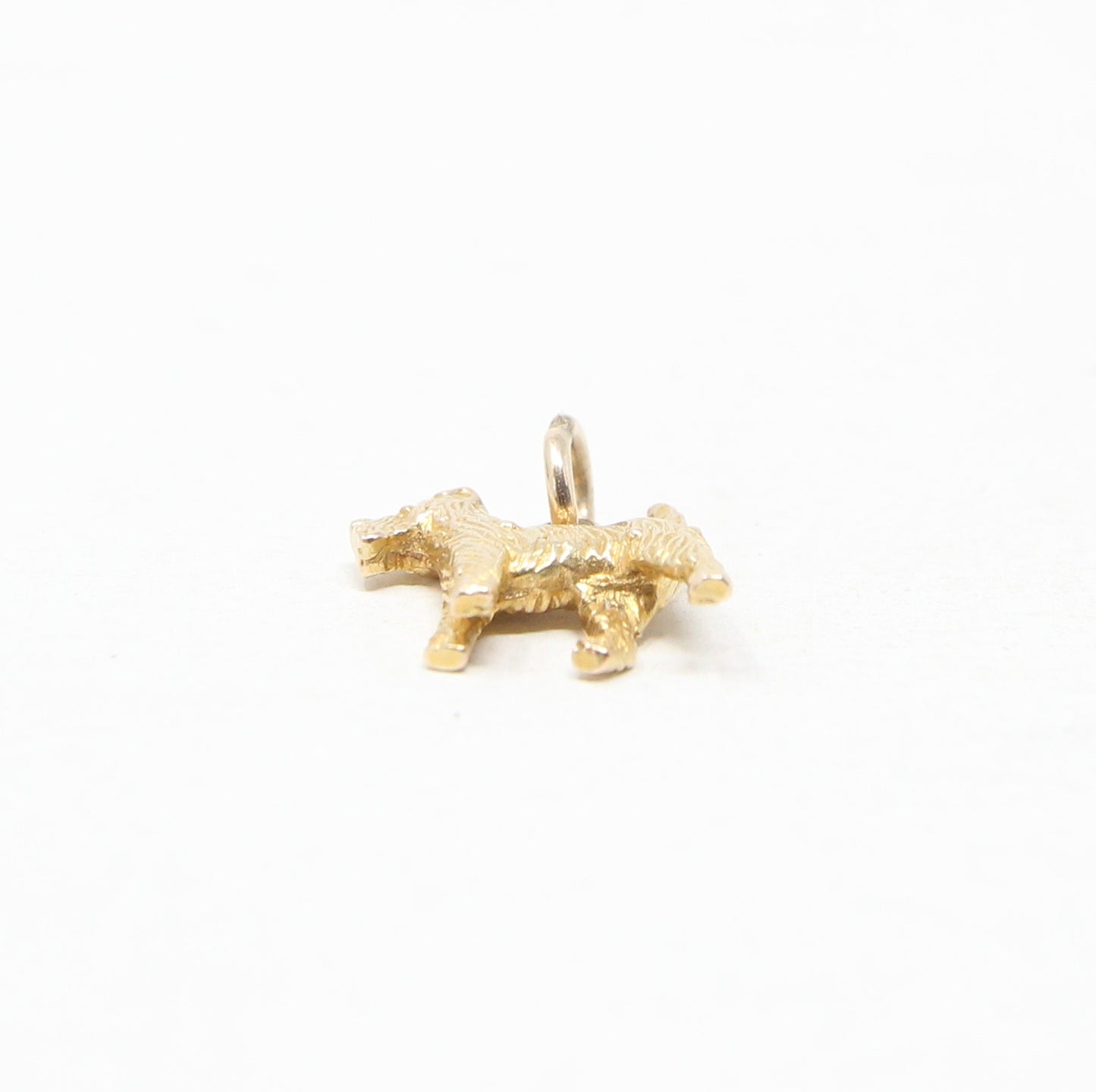 Vintage Solid 9ct Gold Terrier Dog Pendant Charm