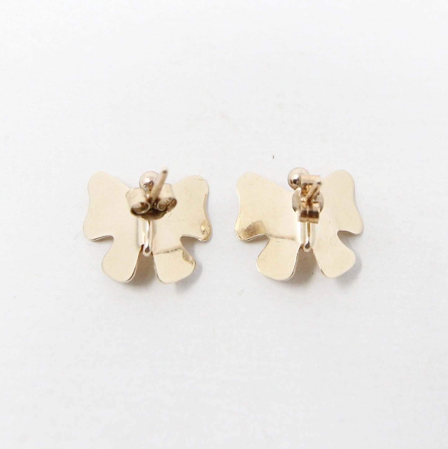 Vintage 1960s English Hallmarked Solid 9ct 9k Gold 375 Large Butterfly Stud Earrings