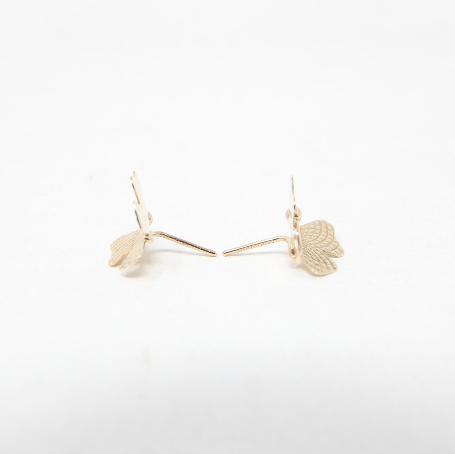Vintage 1960s English Hallmarked Solid 9ct 9k Gold 375 Large Butterfly Stud Earrings