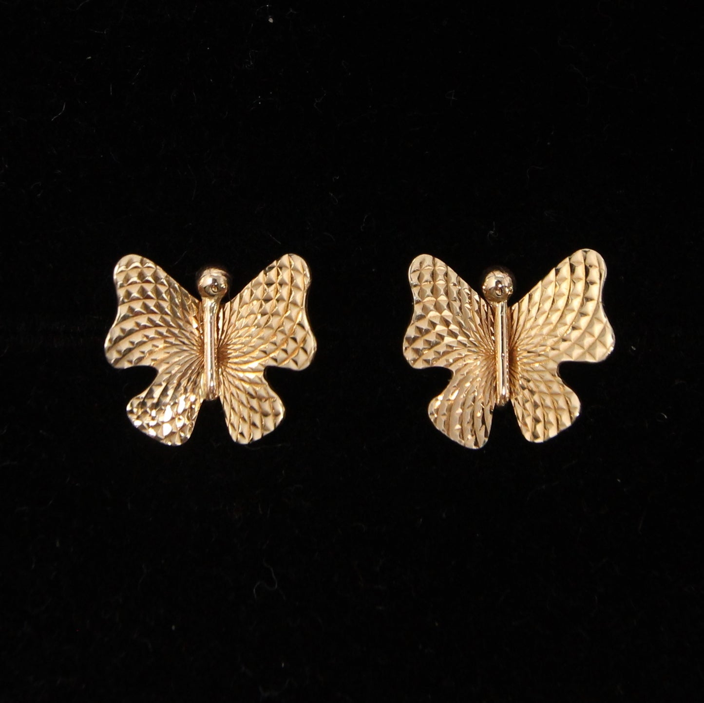 Vintage 1960s English Hallmarked Solid 9ct 9k Gold 375 Large Butterfly Stud Earrings