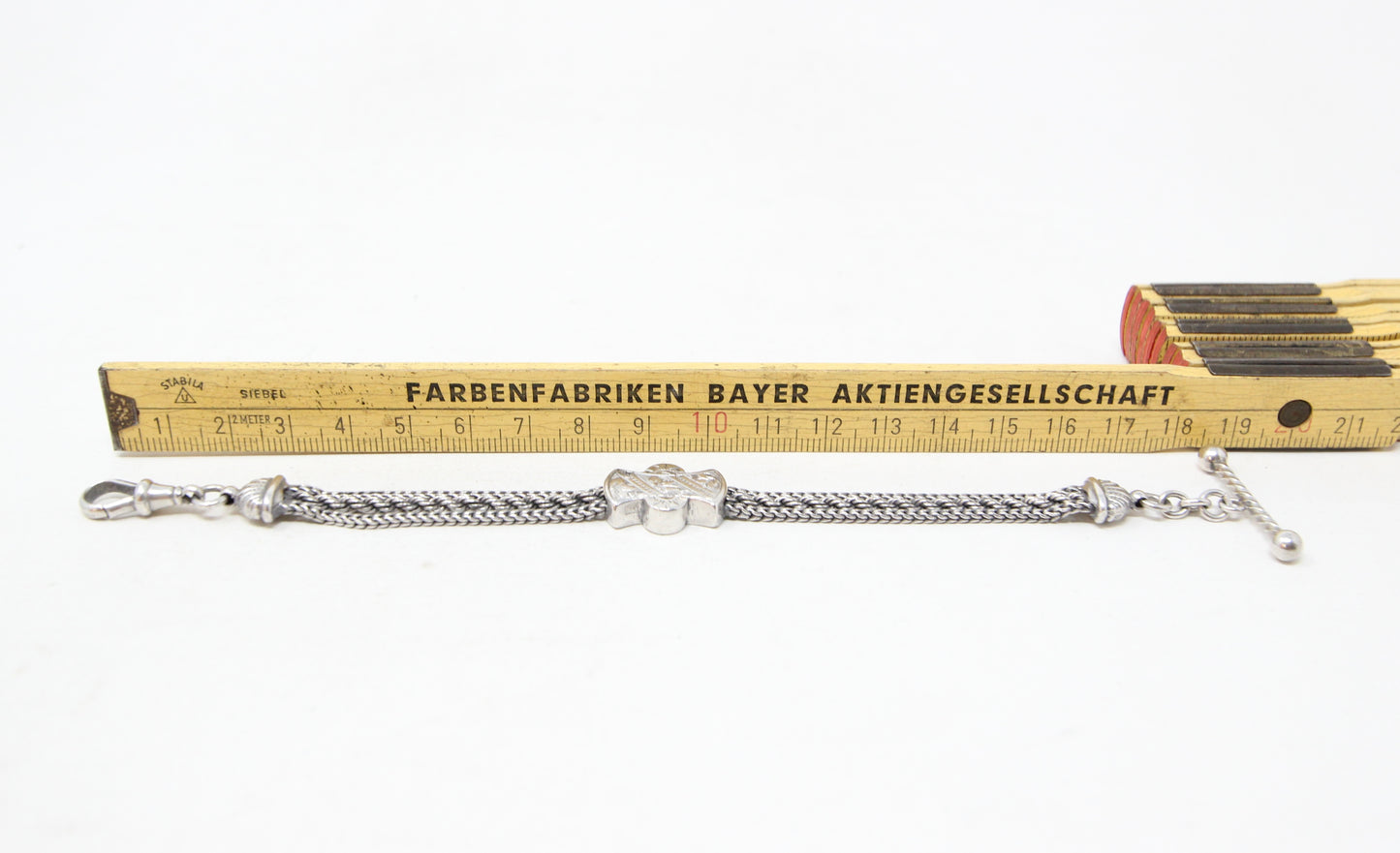 Antique Solid Silver Albertina Fancy Link Chain Bracelet 6.75'' 16g