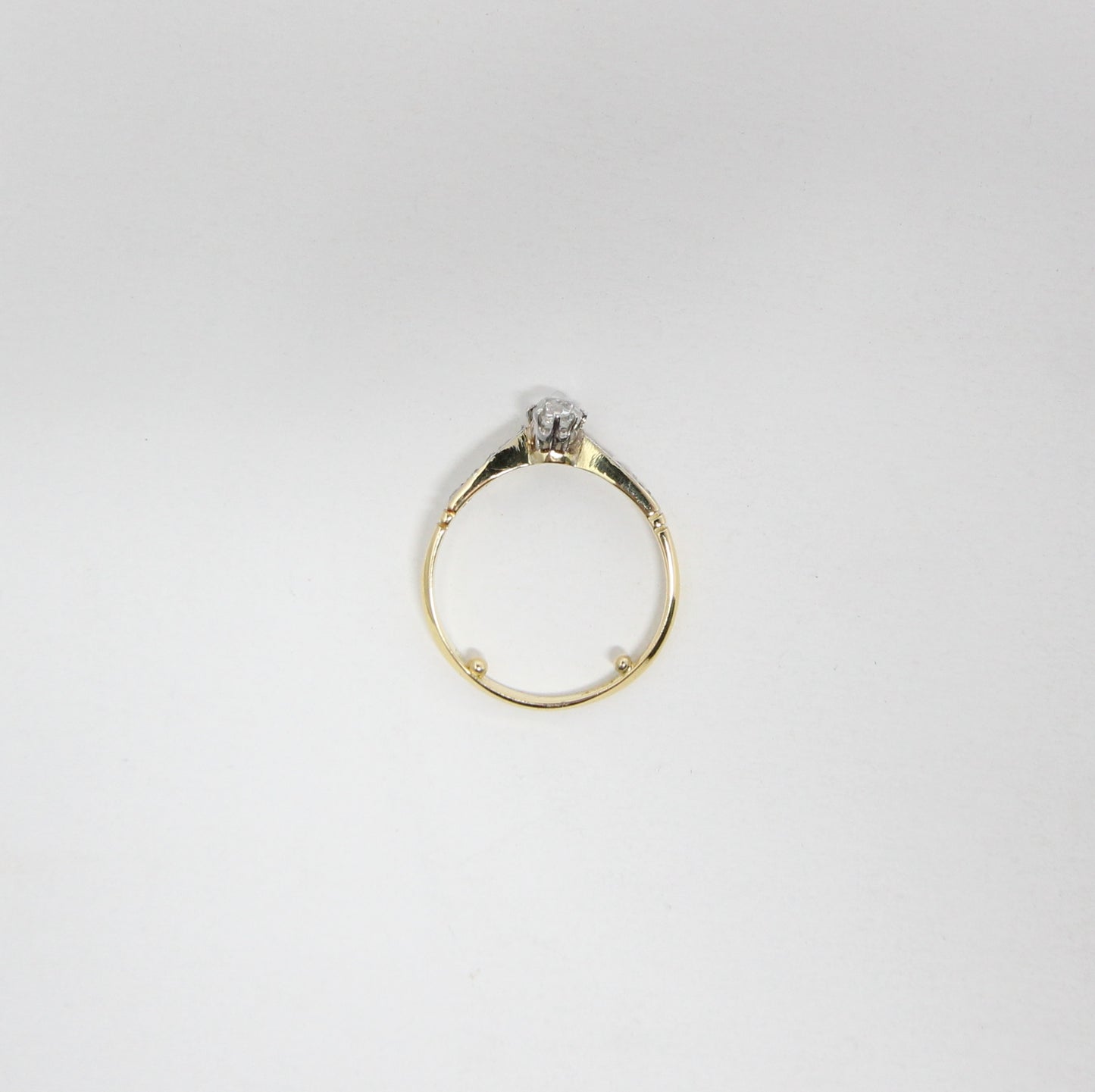 Antique Art Deco Hallmarked Solid 18ct 18k Gold 0.25Ct Diamond Ring Size P