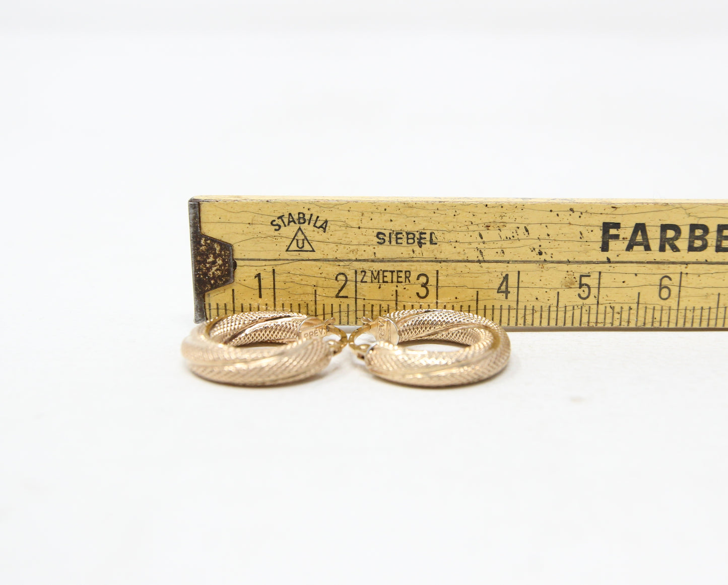 Vintage Unoaerre Hallmarked Solid 9ct 9k Gold Honeycomb Chunky Hoop Earrings Hoops