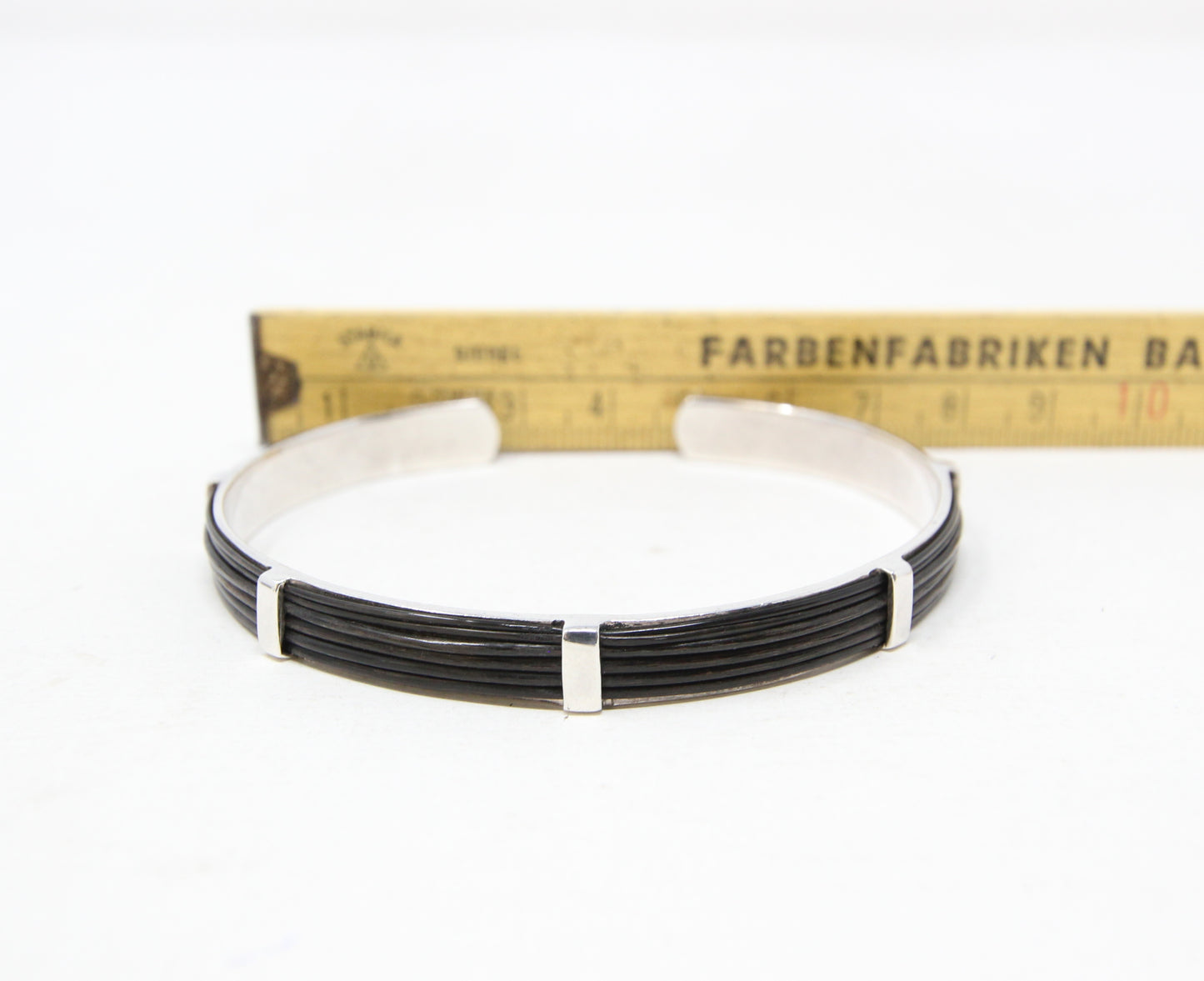 Vintage Hallmarked Solid Sterling Silver Elephant Hair Bangle Cuff Bracelet 21g