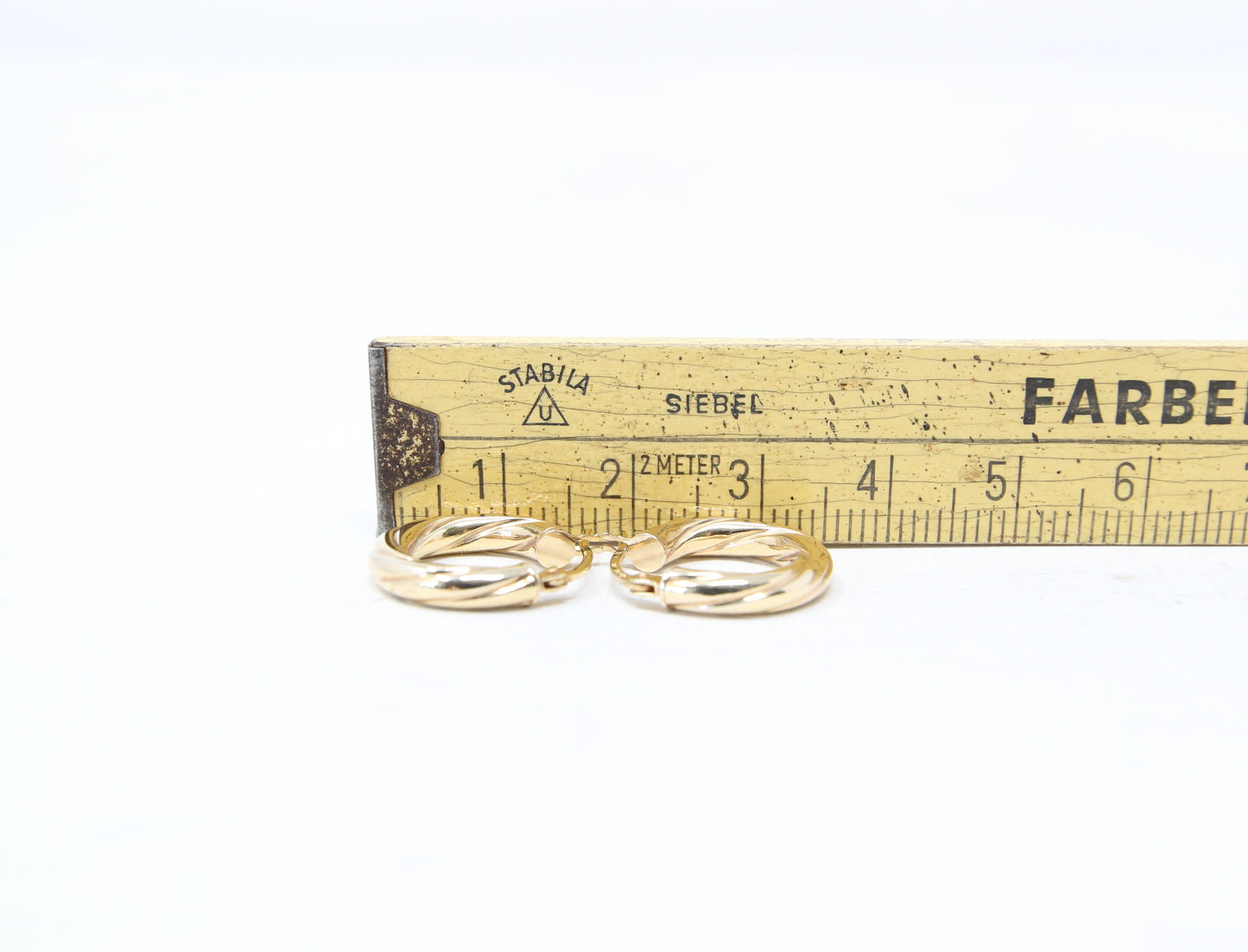Vintage UnoAErre Hallmarked Solid 9ct 9k Gold Twisted Hoop Huggie Earrings Hoops