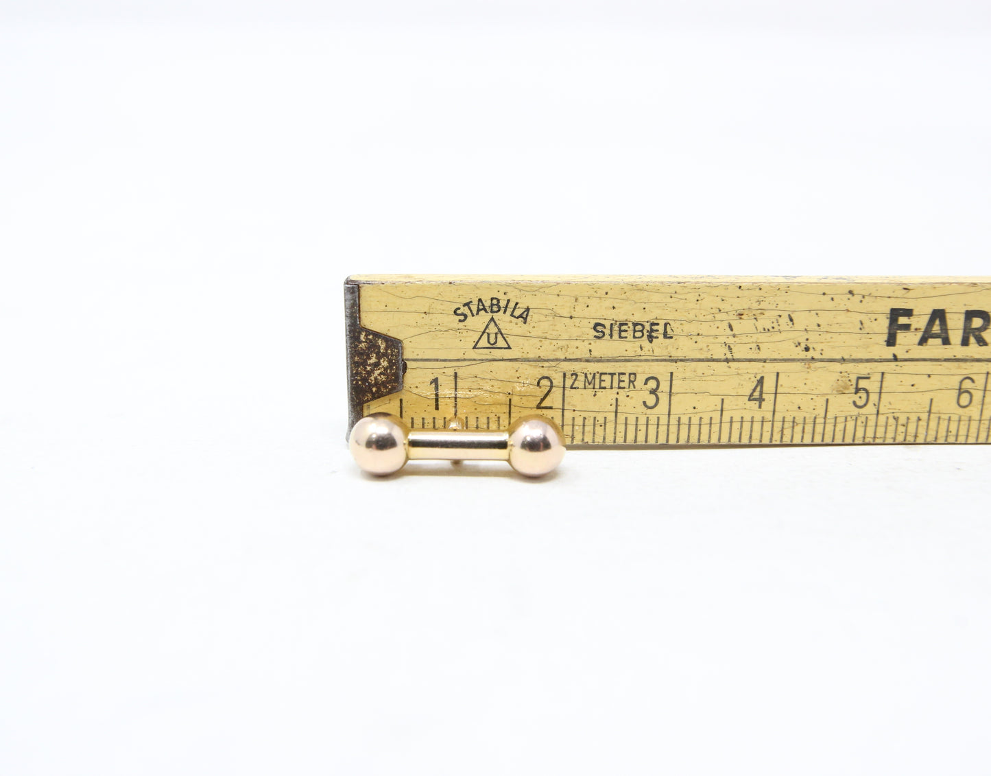 Vintage 1960's Solid 9ct Gold Puffy T Bar Dumb Bell Pendant Charm