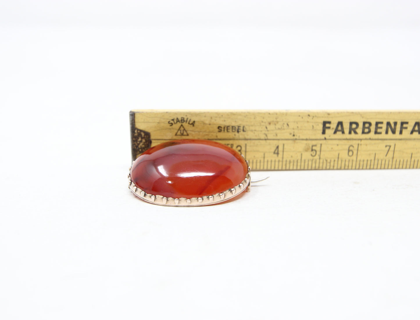 Antique Victorian Solid 9ct 9k Gold Carnelian Cabochon Brooch Pin