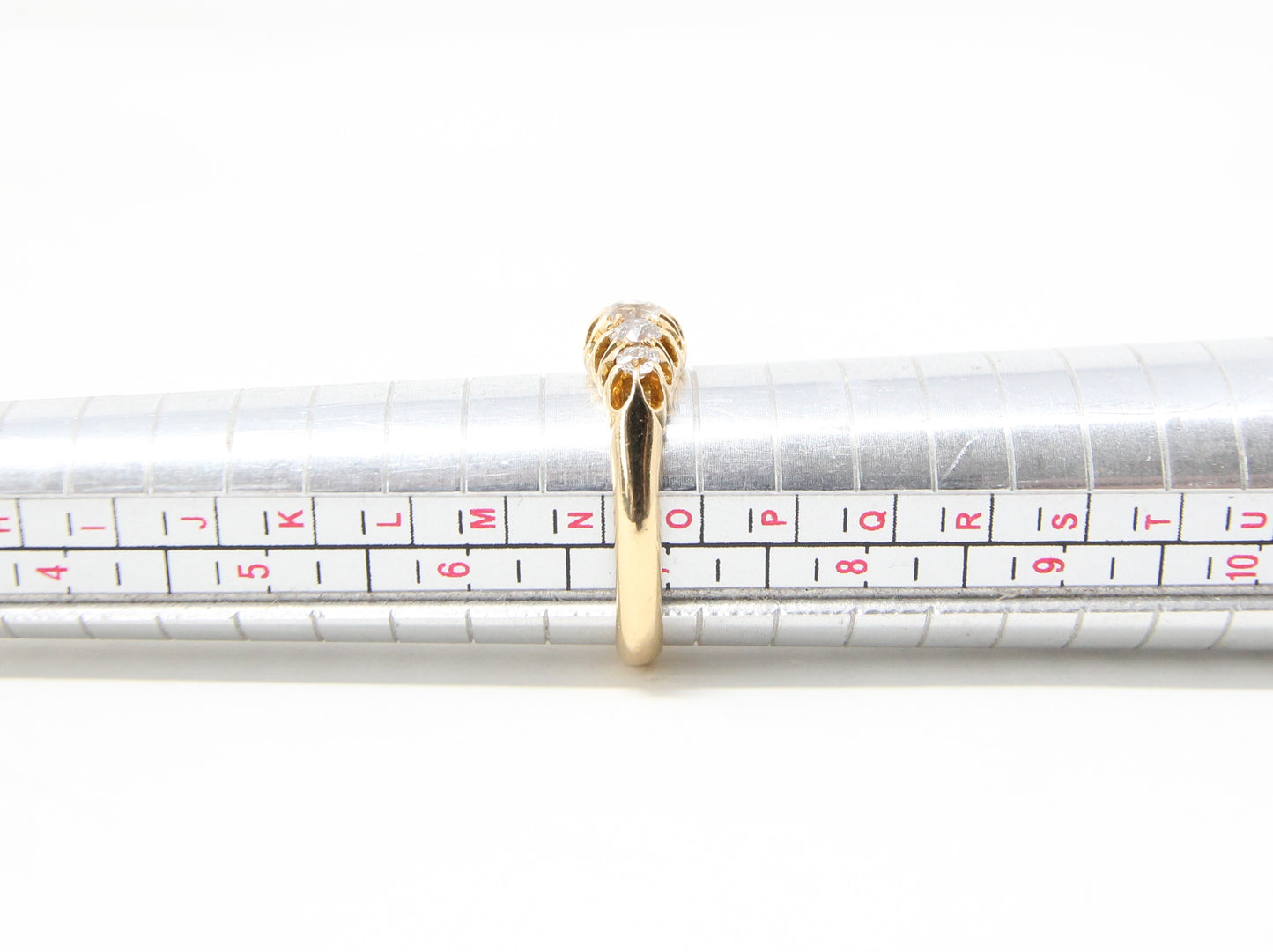 Antique 1905 Chester Hallmarked Solid 18ct 18k Gold 0.55Ct Diamond Gypsy Ring Size N 1/2