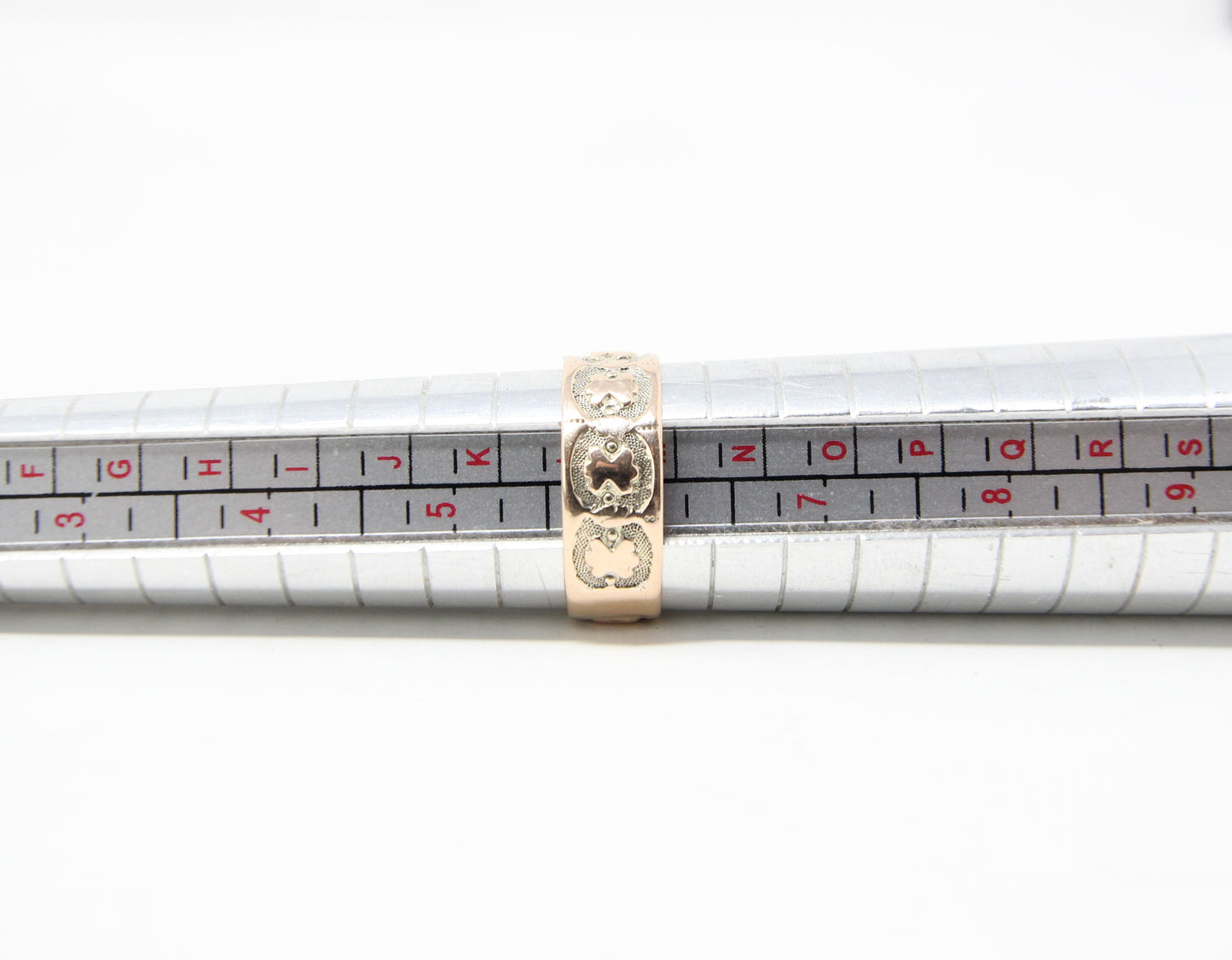 Antique Victorian Solid 9ct 9k Gold Patterned Engraved Cigar Band Ring Size L