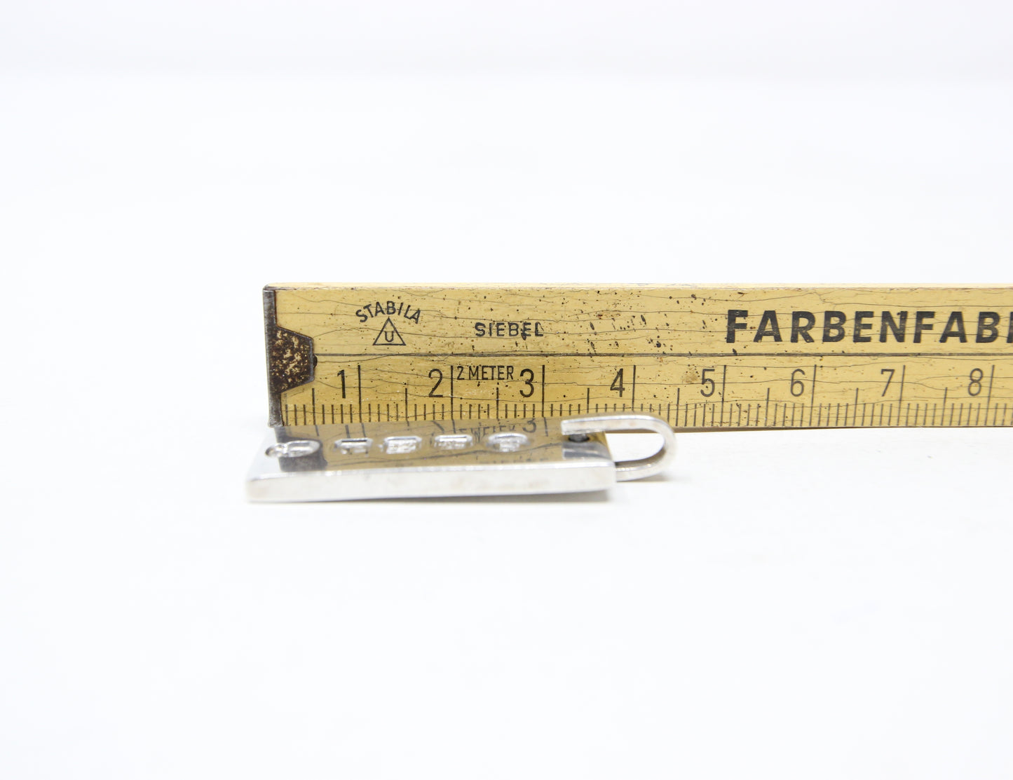 Vintage 1977 Edinburgh Hallmarked Solid Sterling Silver Ingot Bar Pendant 15.8g 6
