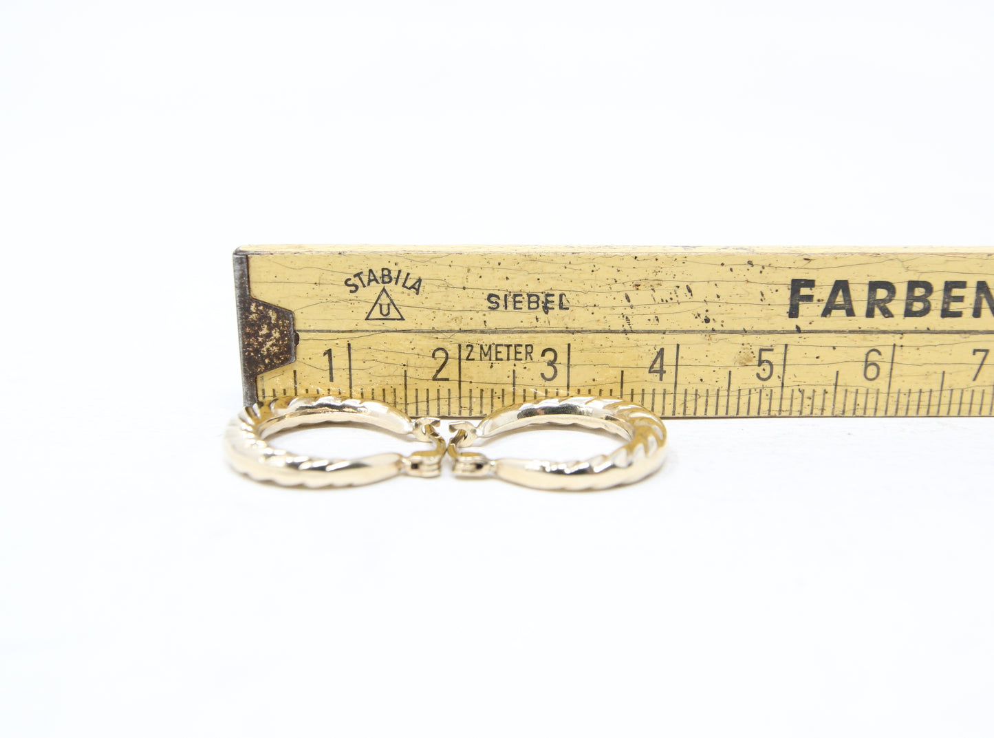 Vintage Hallmarked Solid 9ct 9k Gold Round Criossant Hoop Earrings Hoops