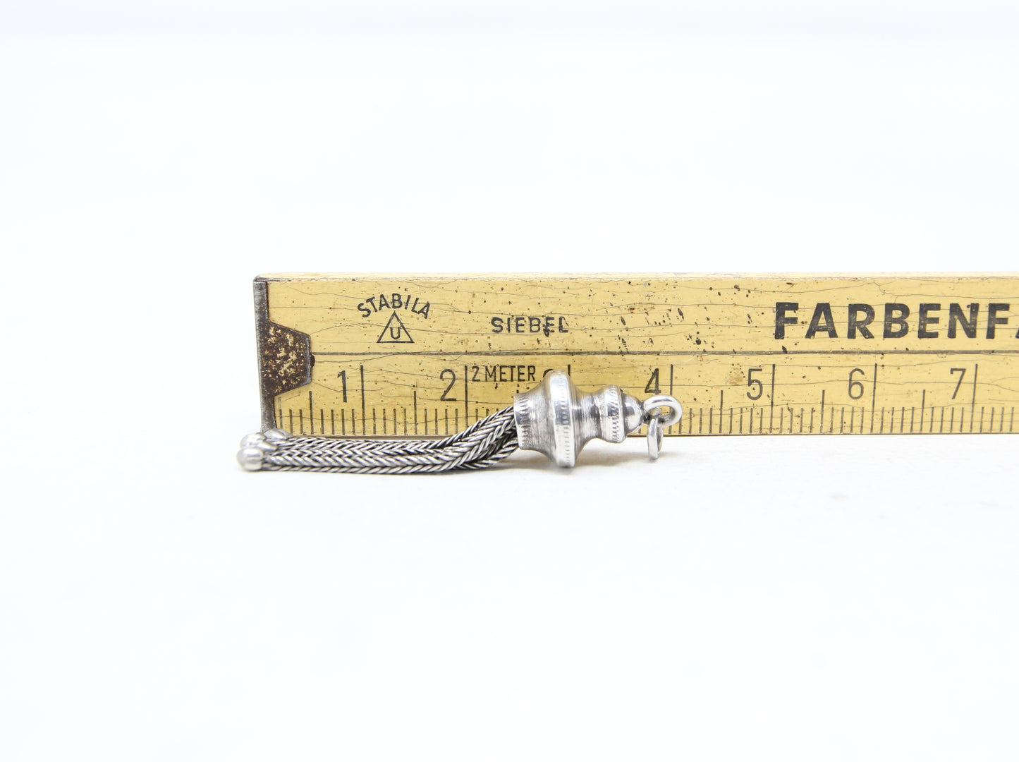 Antique Victorian Solid Silver Articulated Foxtail Chain Tassel Fob Pendant for Necklace
