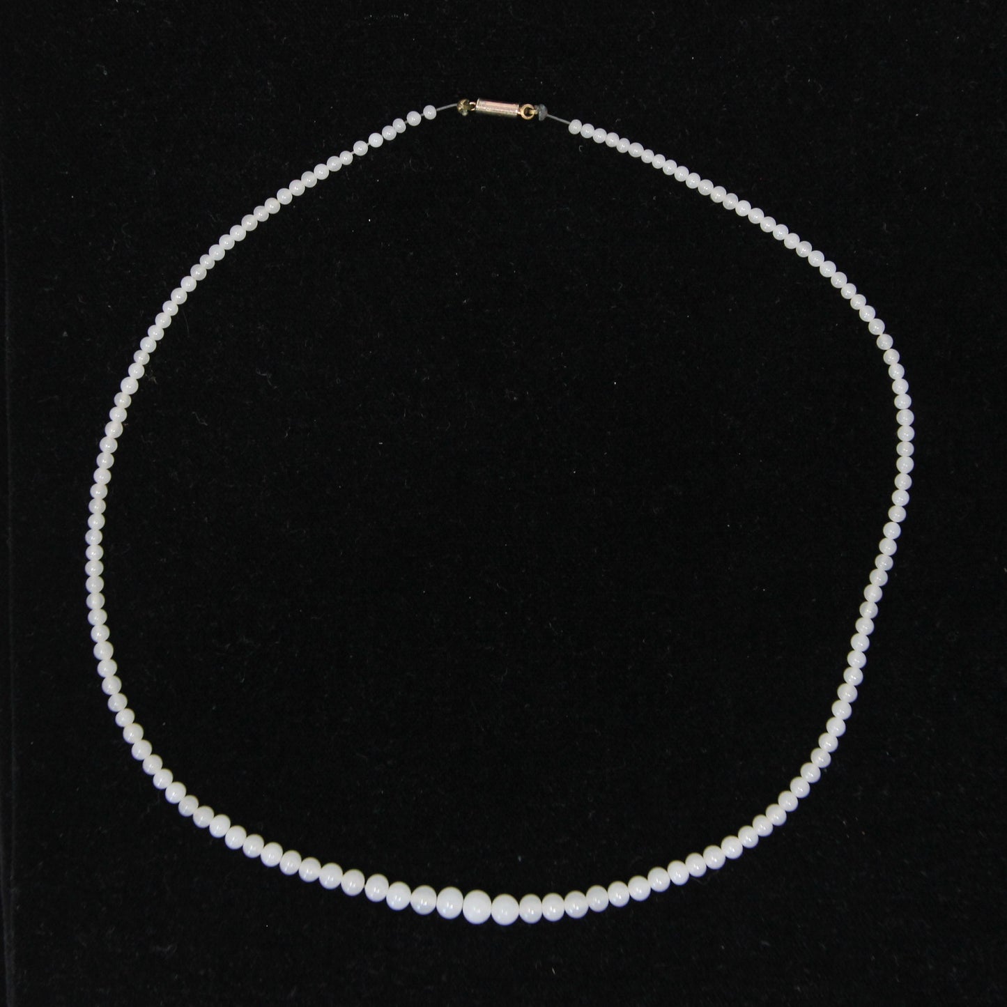 Antique Edwardian English Hallmarked Solid 9ct 9k Gold Barrel Clasp Glass Bead Pearl Necklace 15.6''