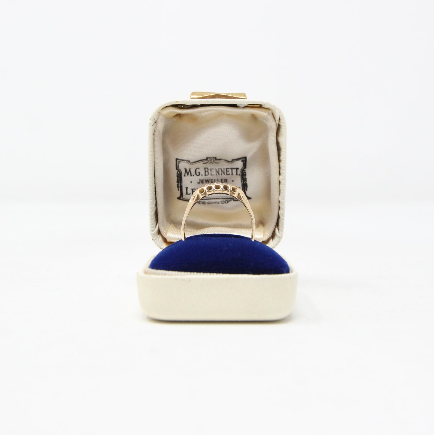 Antique Edwardian 1911 Hallmarked Solid 18ct 18k Gold Diamond Gypsy Boat Ring Size O