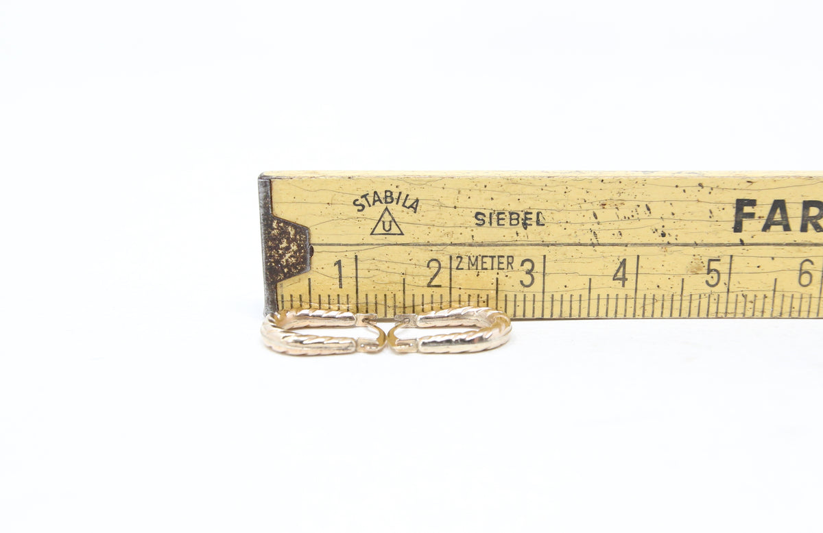 Vintage Hallmarked Solid 9ct 9k Gold Mini Criossant Hoop Huggie Earrings Hoops