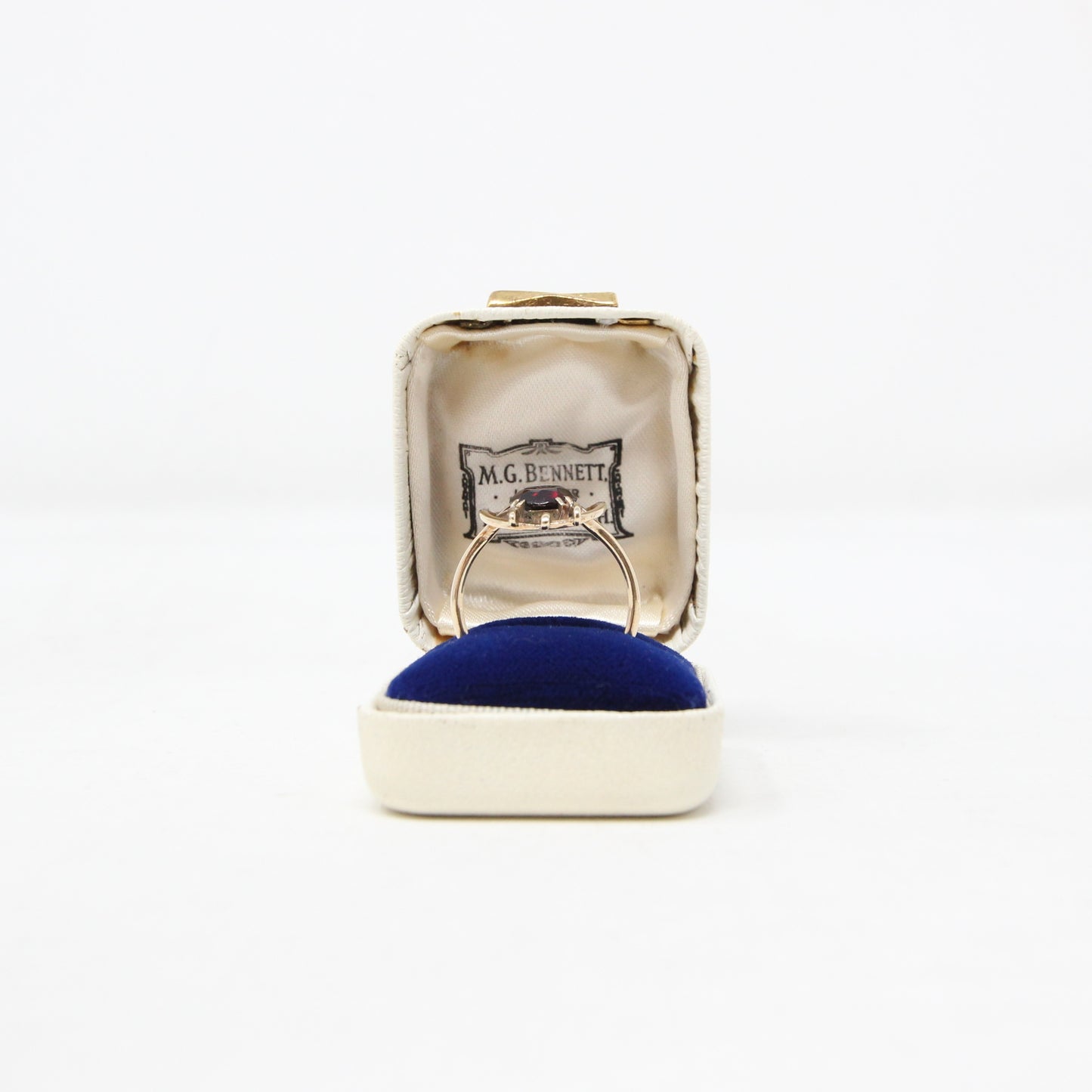 Vintage Antique Art Deco Bespoke Solid 9ct 9k Gold Garnet Caged Target Ring Size R