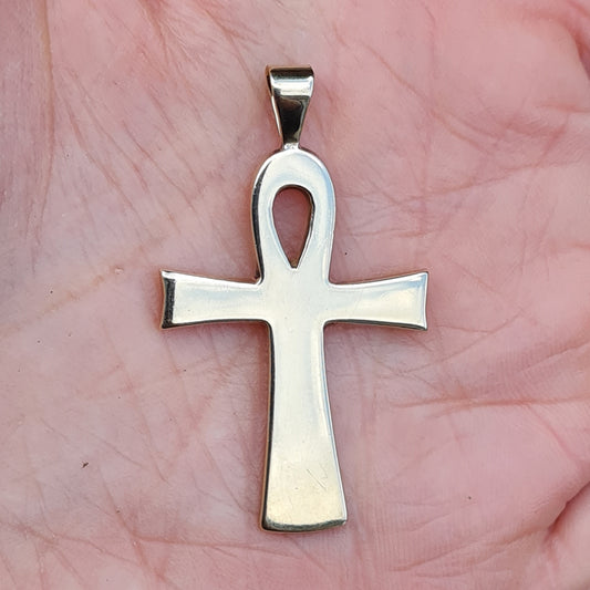 Vintage 1986 English Hallmarked Solid 9ct Gold Egyptian Ankh Cross Pendant