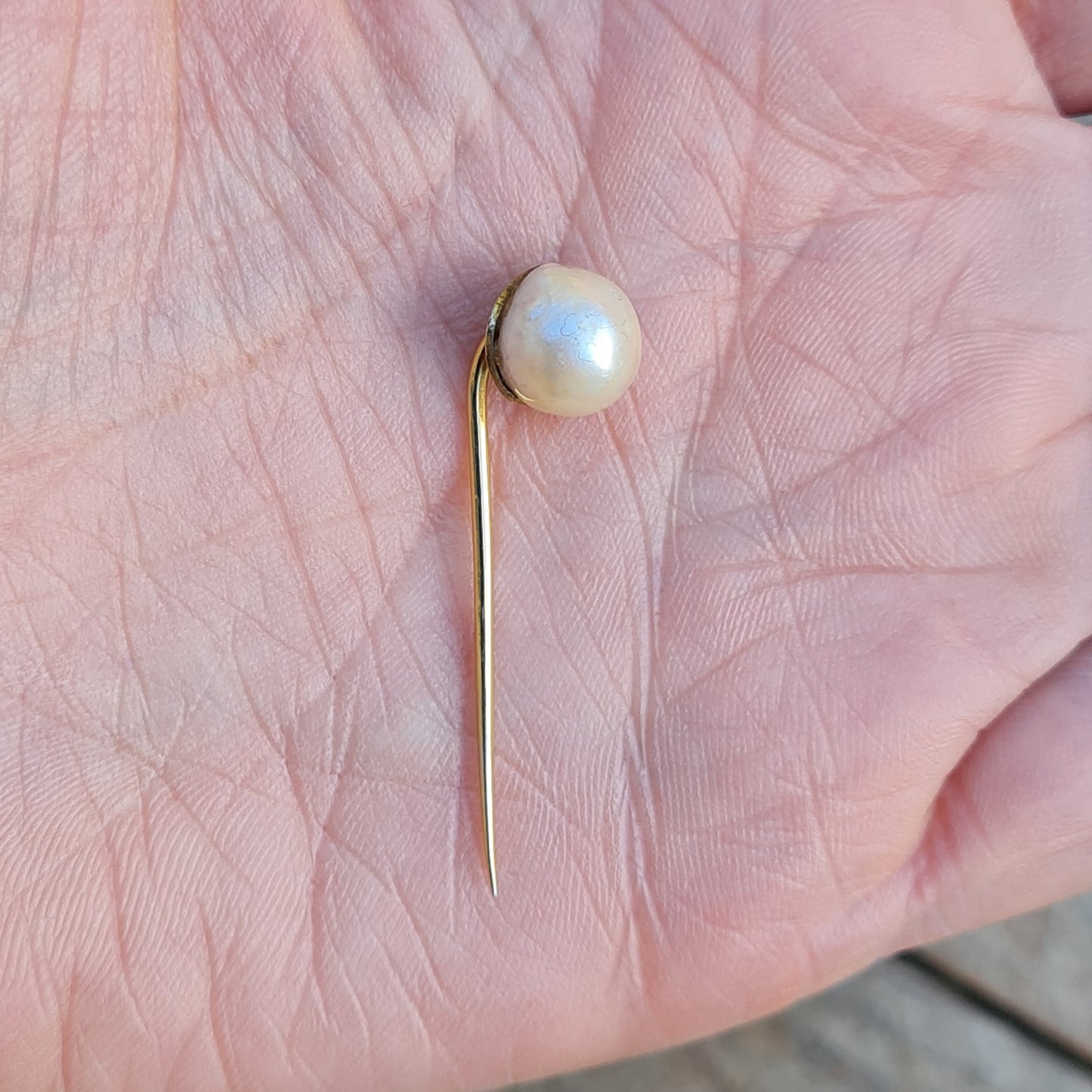 Antique Victorian Solid 18ct 18k Gold Large Baroque Sea Pearl Stick Pin Brooch