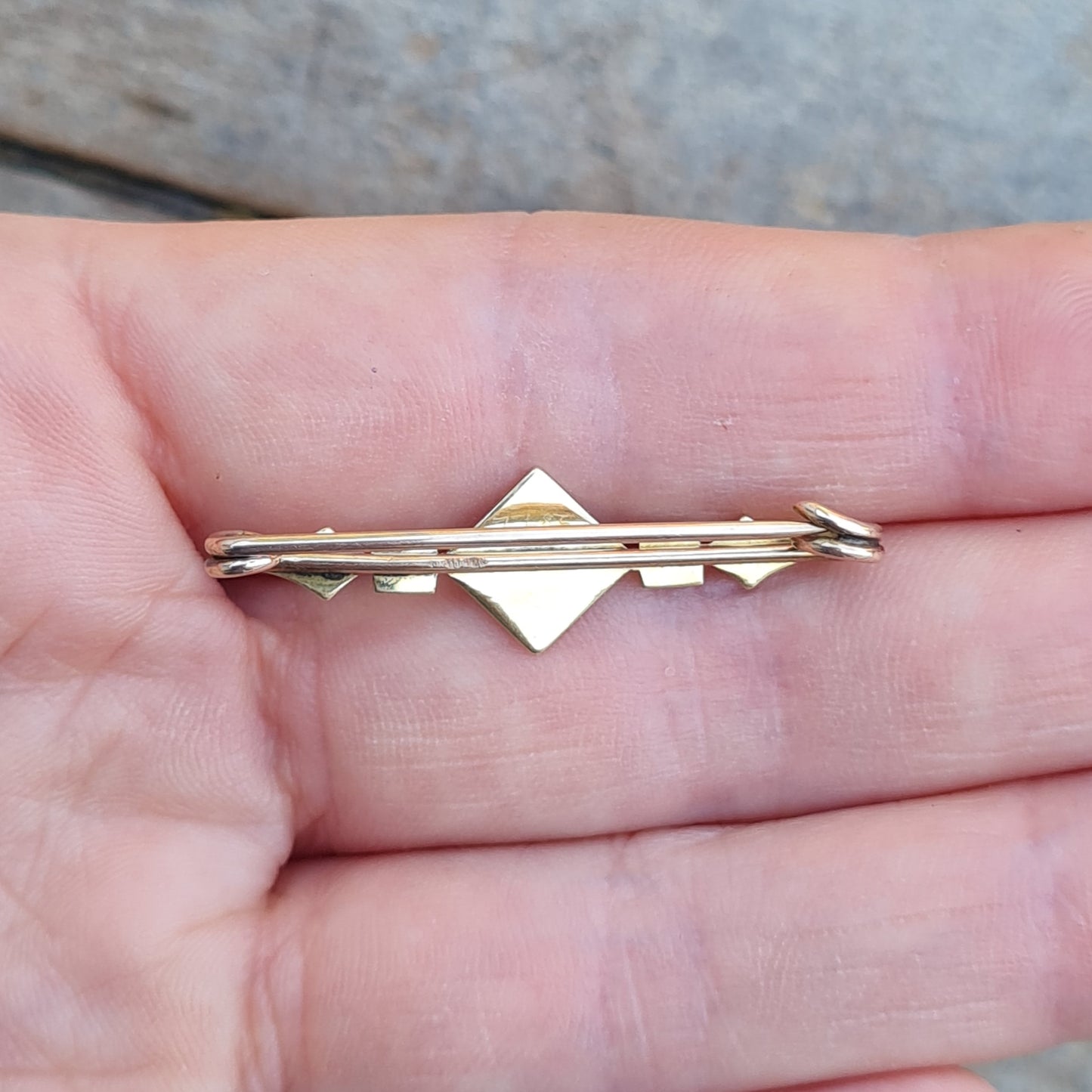 Antique Victorian Solid 9ct 9k Gold Seed Pearl Bar Gypsy Brooch Safety Pin