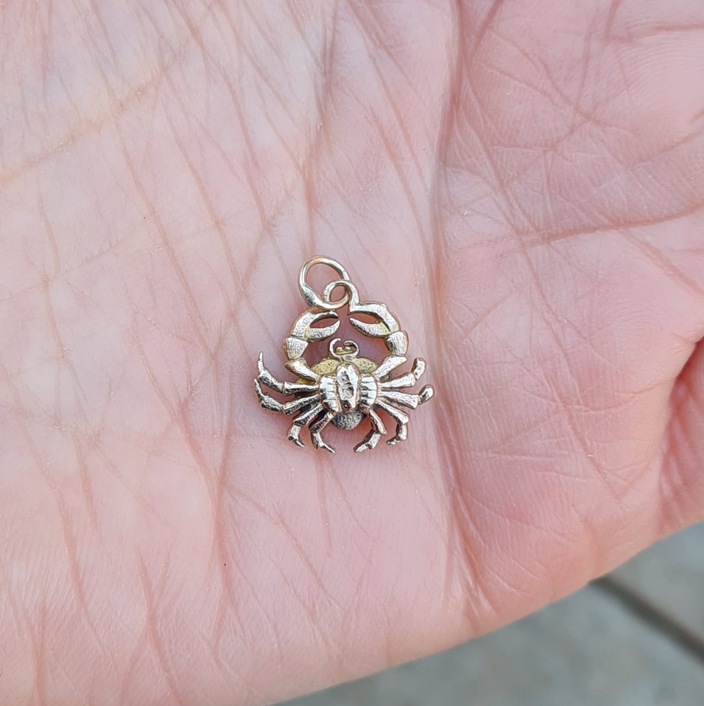 Vintage 1959 English Hallmarked Solid 9ct 9k Gold Crab Cancer Zodiac Pendant