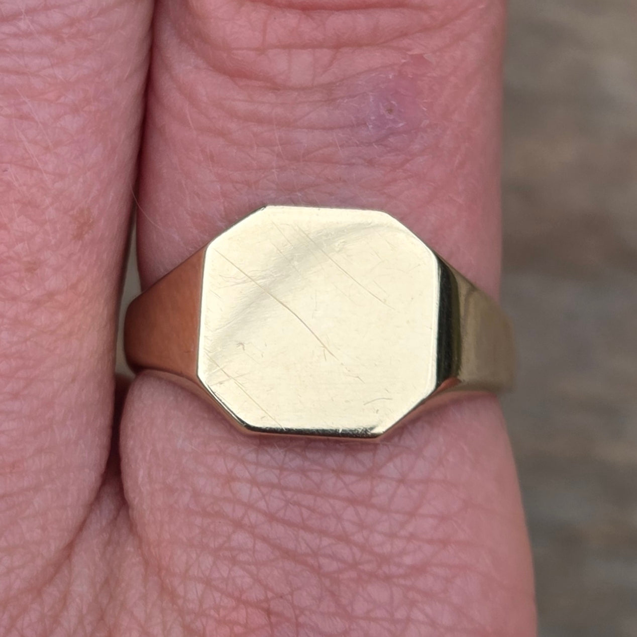 Antique Art Deco 1926 Hallmarked Solid 9ct 9k Gold Plain Signet Ring Size R 5.6g