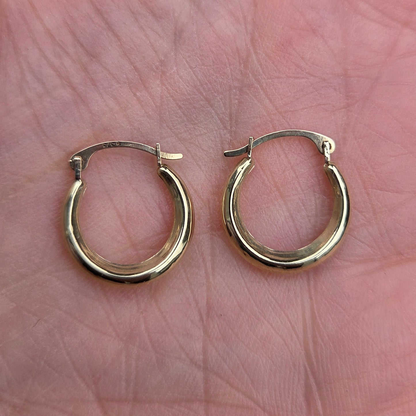 Vintage Hallmarked Solid 9ct 9k Gold Plain Hoop Earrings Hoops