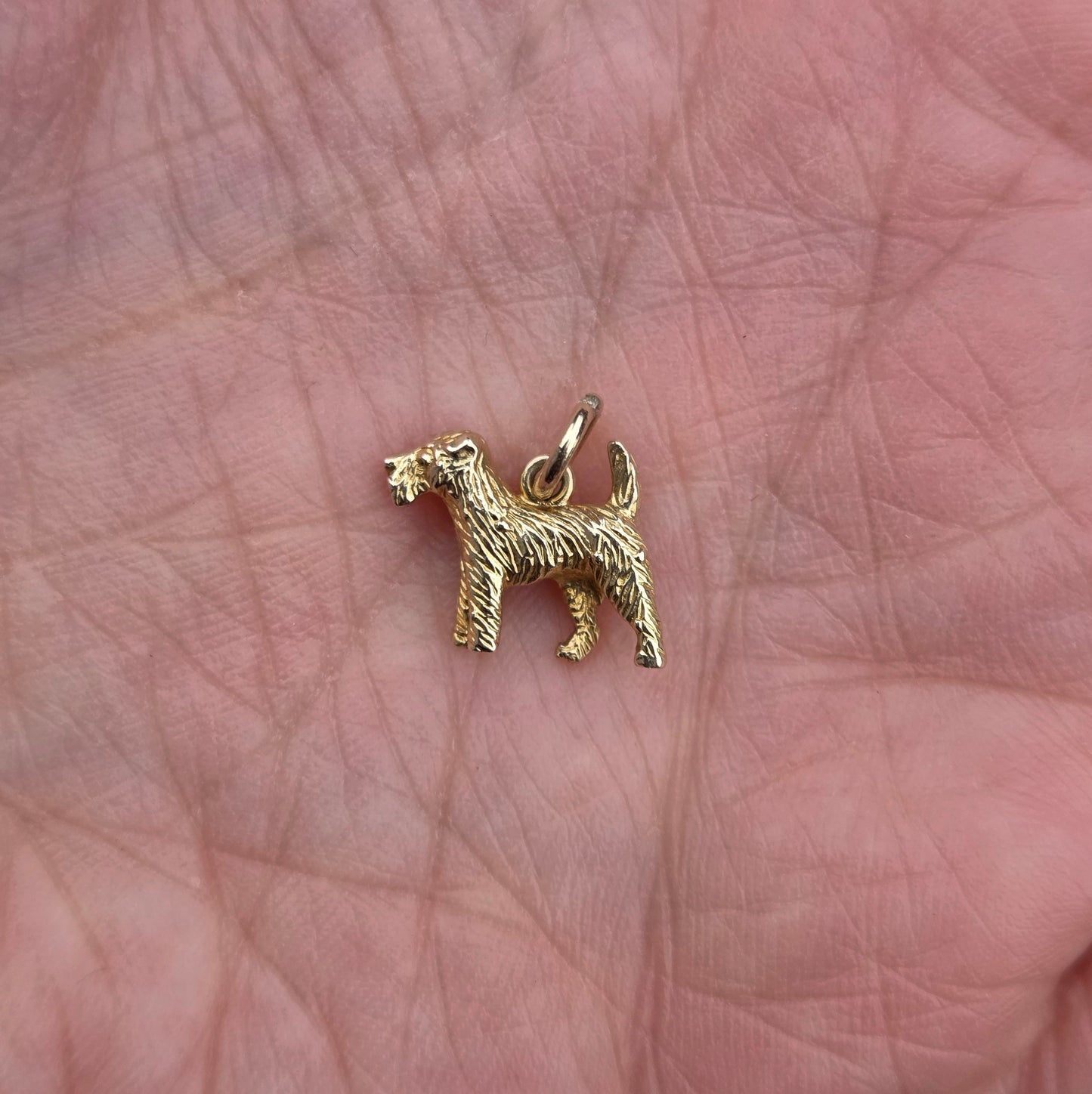 Vintage Solid 9ct Gold Terrier Dog Pendant Charm