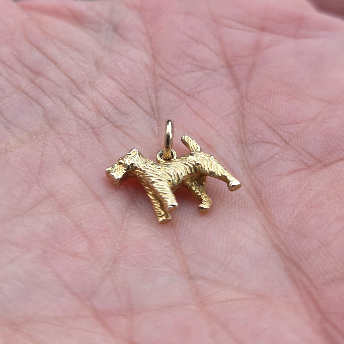 Vintage Solid 9ct Gold Terrier Dog Pendant Charm