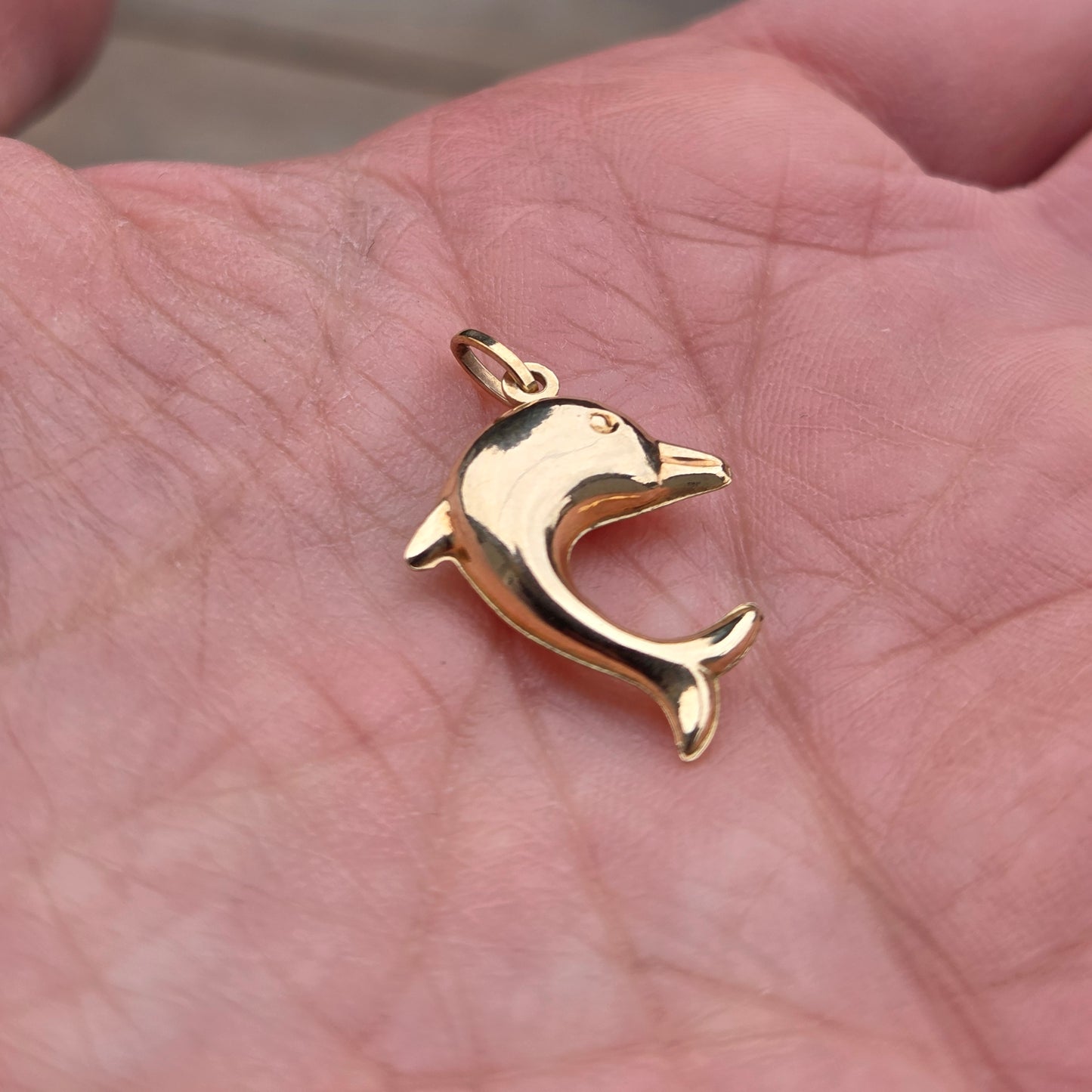 Vintage English Hallmarked Solid 9ct Gold Dolphin Pendant