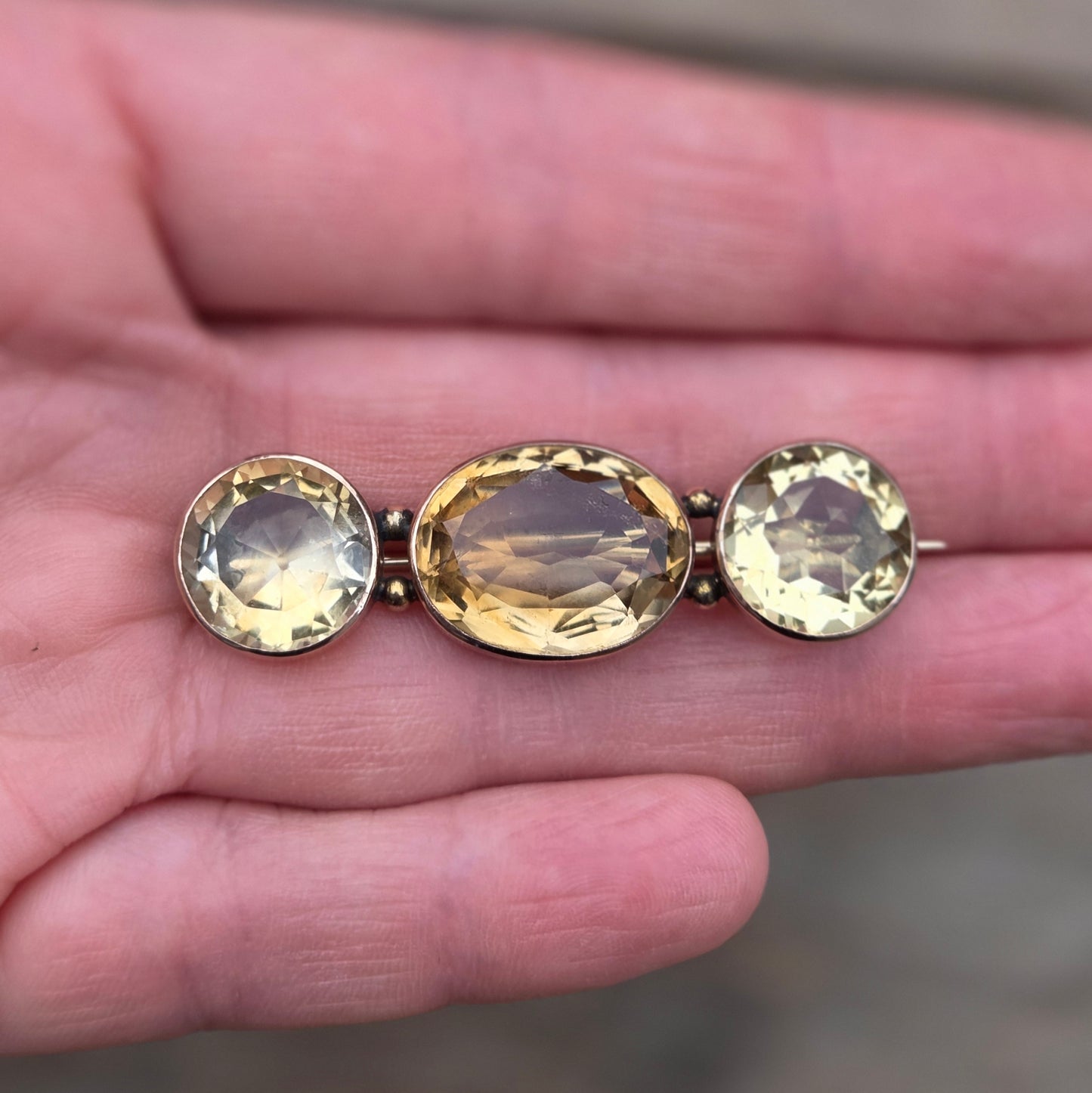 Antique Victorian English Hallmarked 9ct Rolled Gold 13.2Ct Citrine Statement Brooch