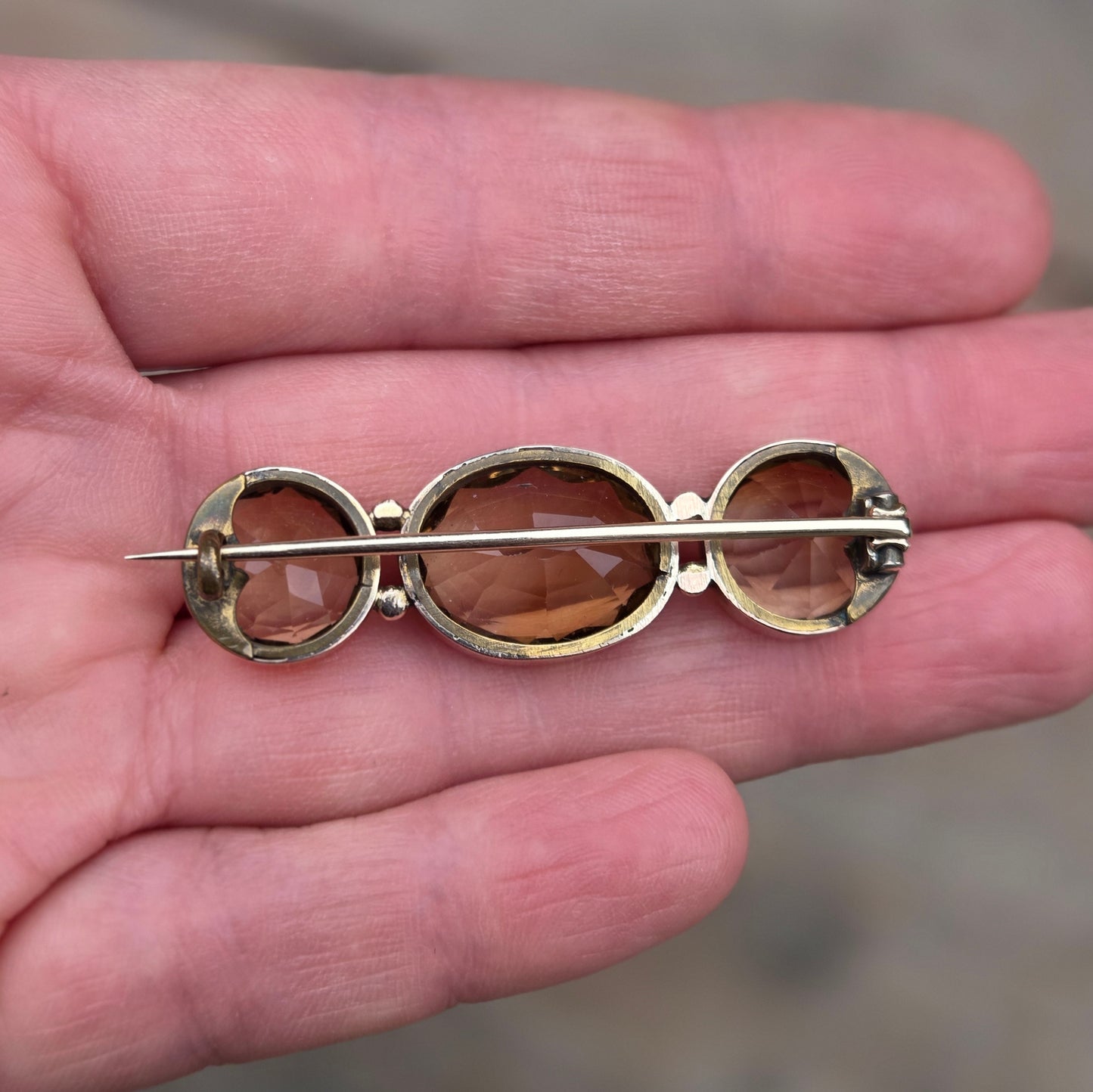 Antique Victorian English Hallmarked 9ct Rolled Gold 13.2Ct Citrine Statement Brooch