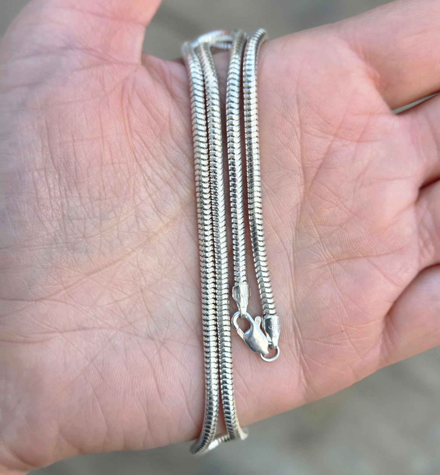 Vintage Italy Solid Sterling Silver 925 Snake Chain Necklace 16.5'' 11g