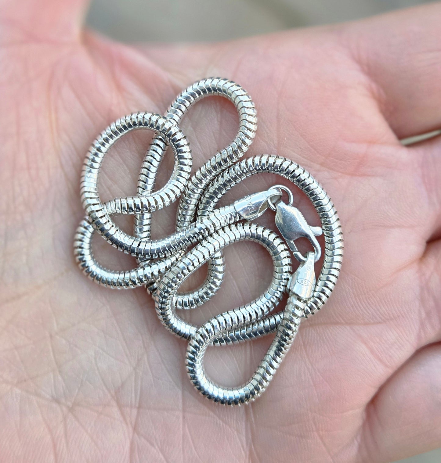 Vintage Italy Solid Sterling Silver 925 Snake Chain Necklace 16.5'' 11g